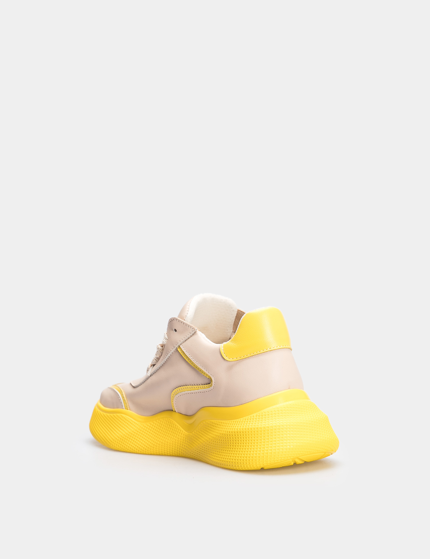 Картинка Жіночі бежево-жовті шкіряні кросівки
