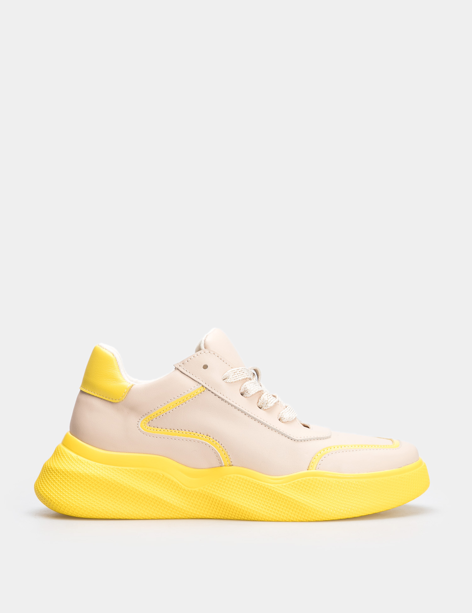Картинка Жіночі бежево-жовті шкіряні кросівки