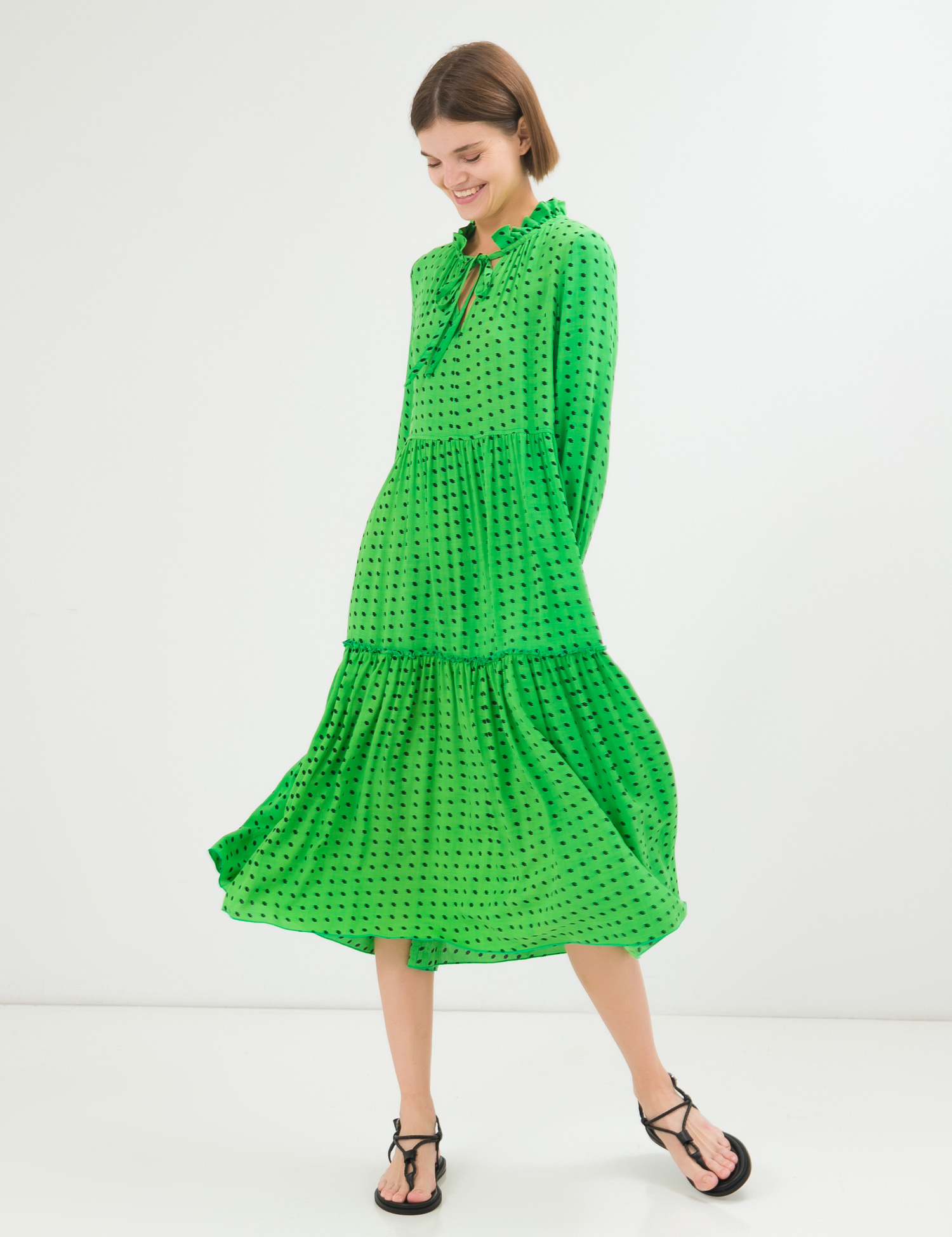 Картинка Зелена сукня в горошок