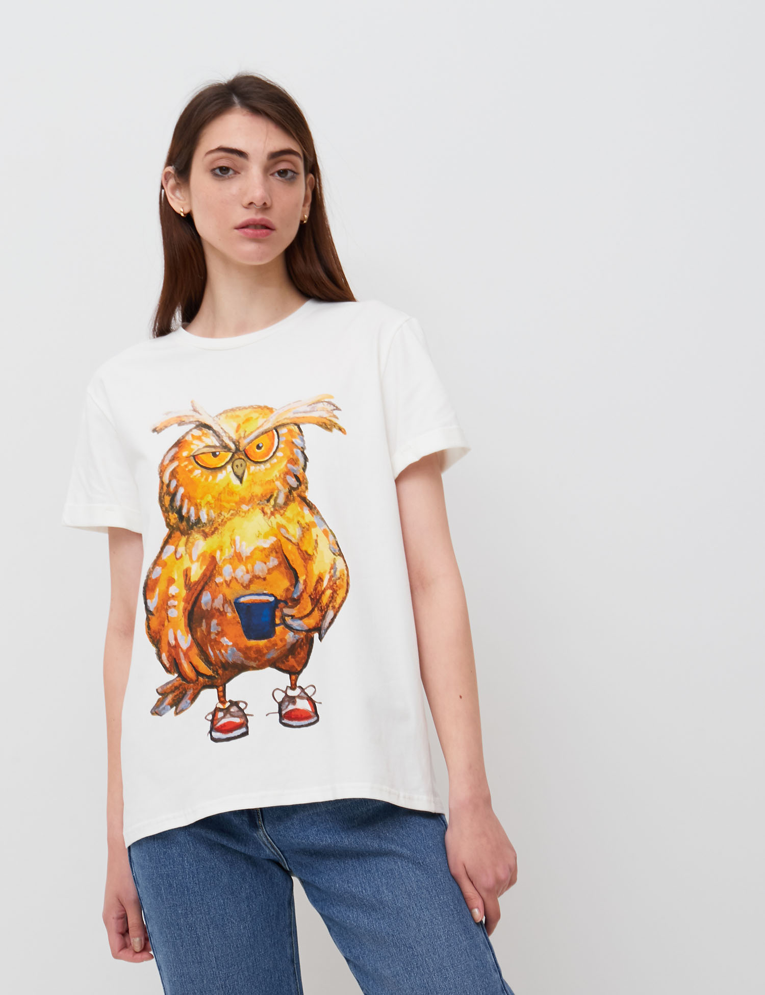 Картинка Жіноча біла футболка з принтом