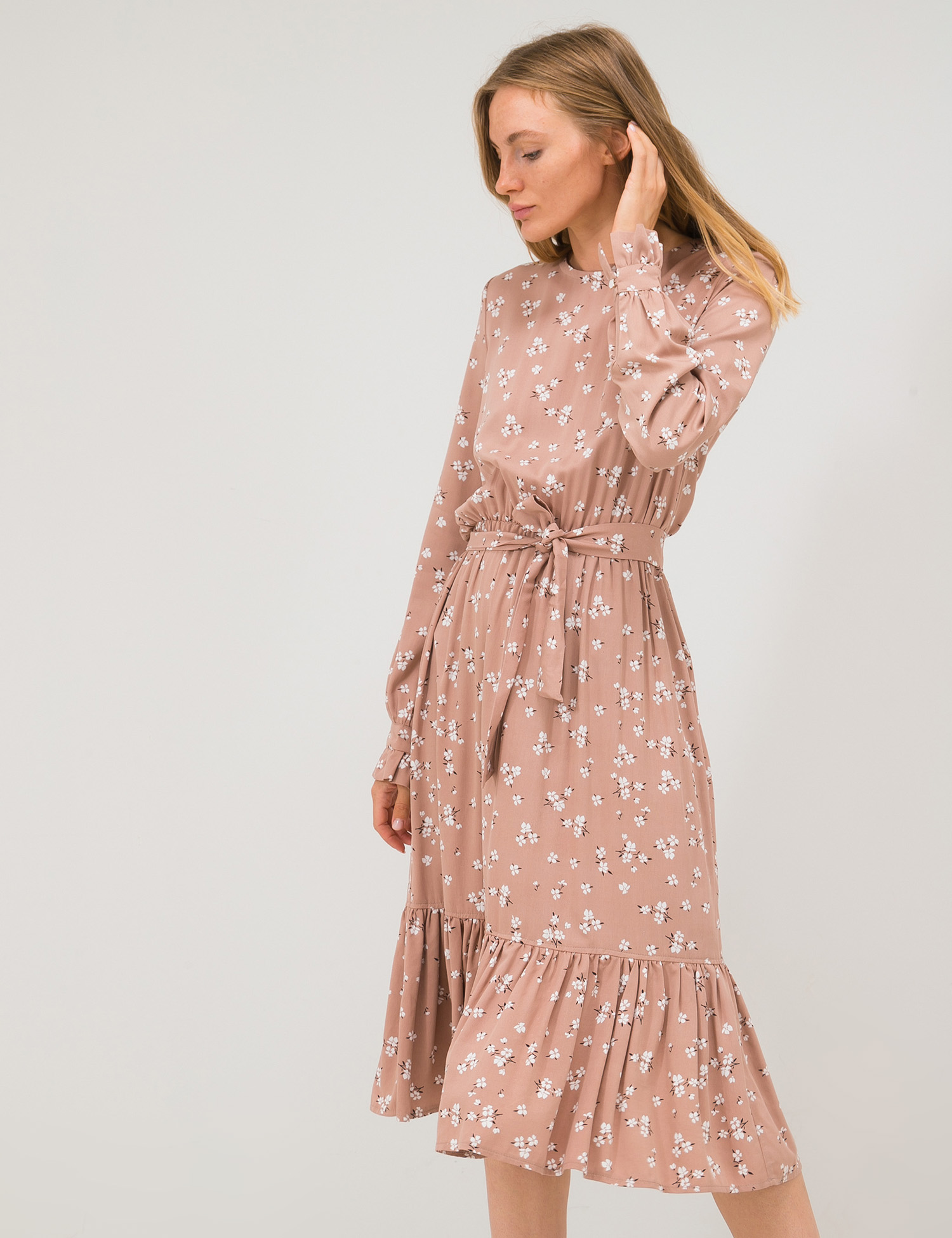 Картинка Бежева сукня з квітковим візерунком