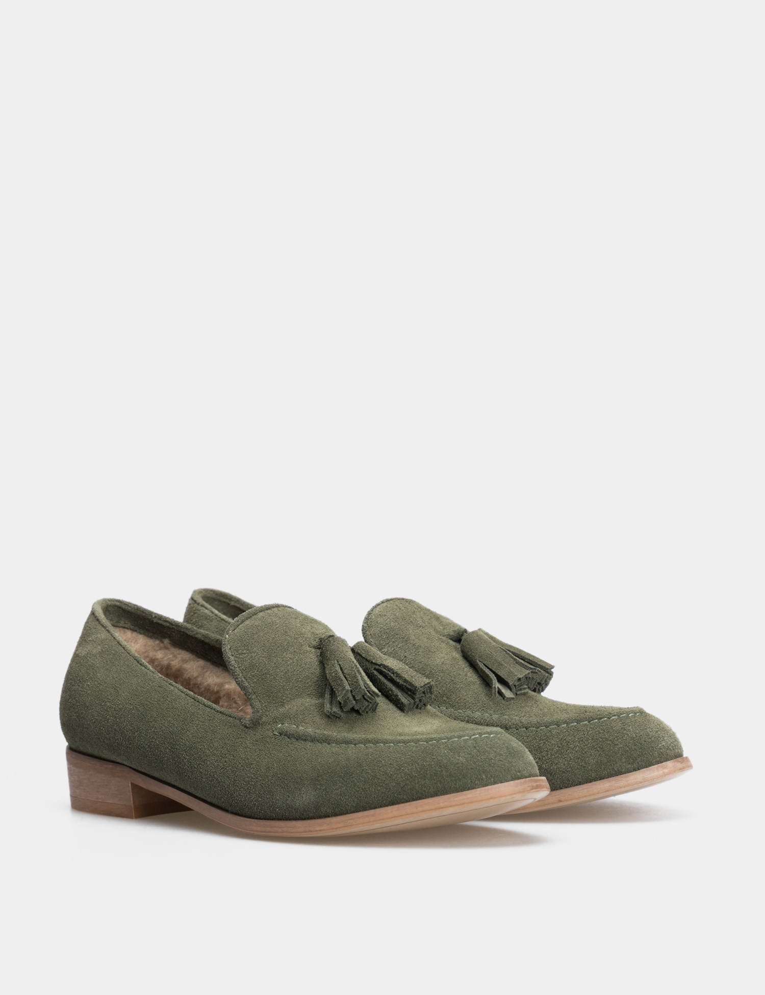 Картинка Жіночі темно-зелені замшеві черевики