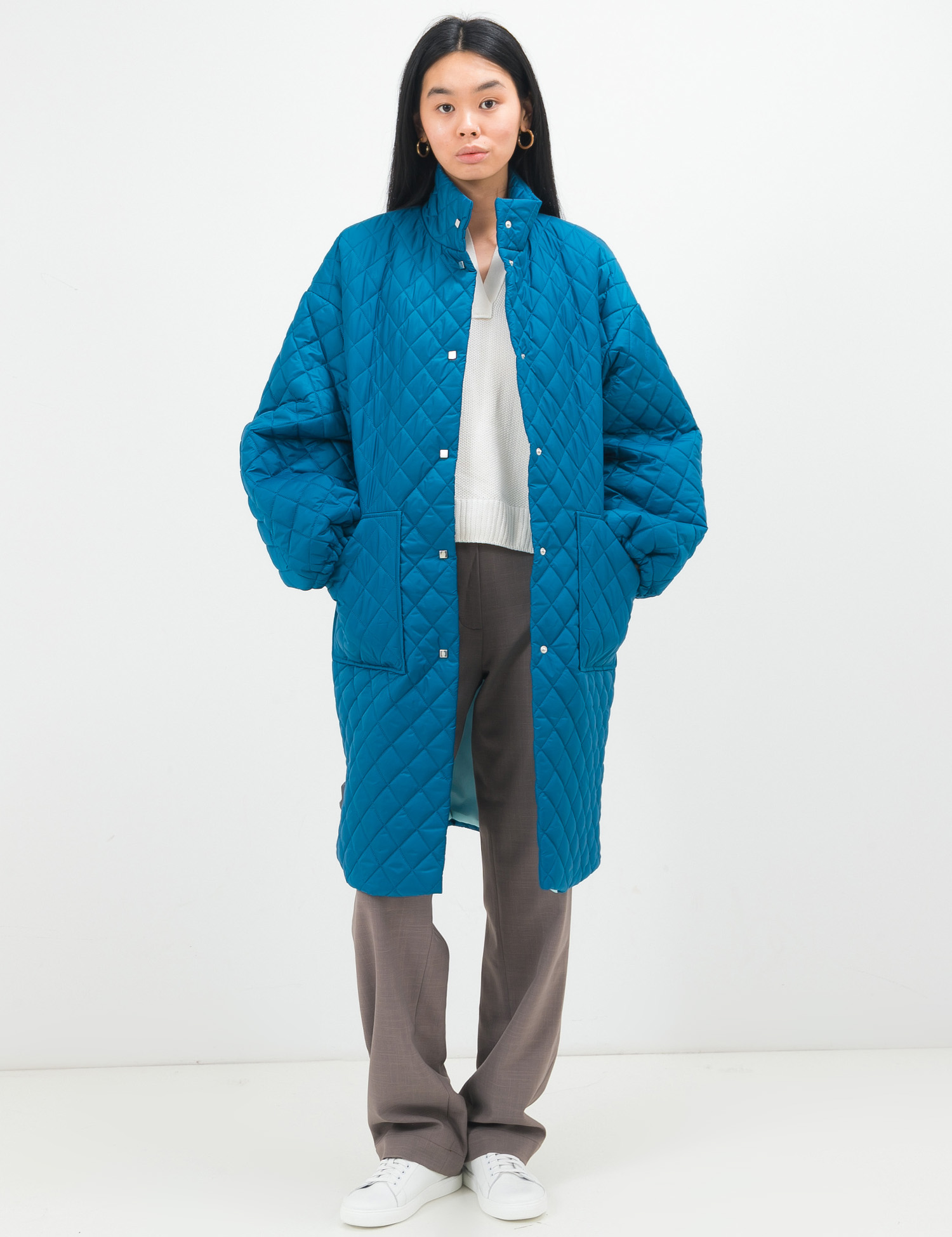 Картинка Жіноче блакитне стьобане пальто