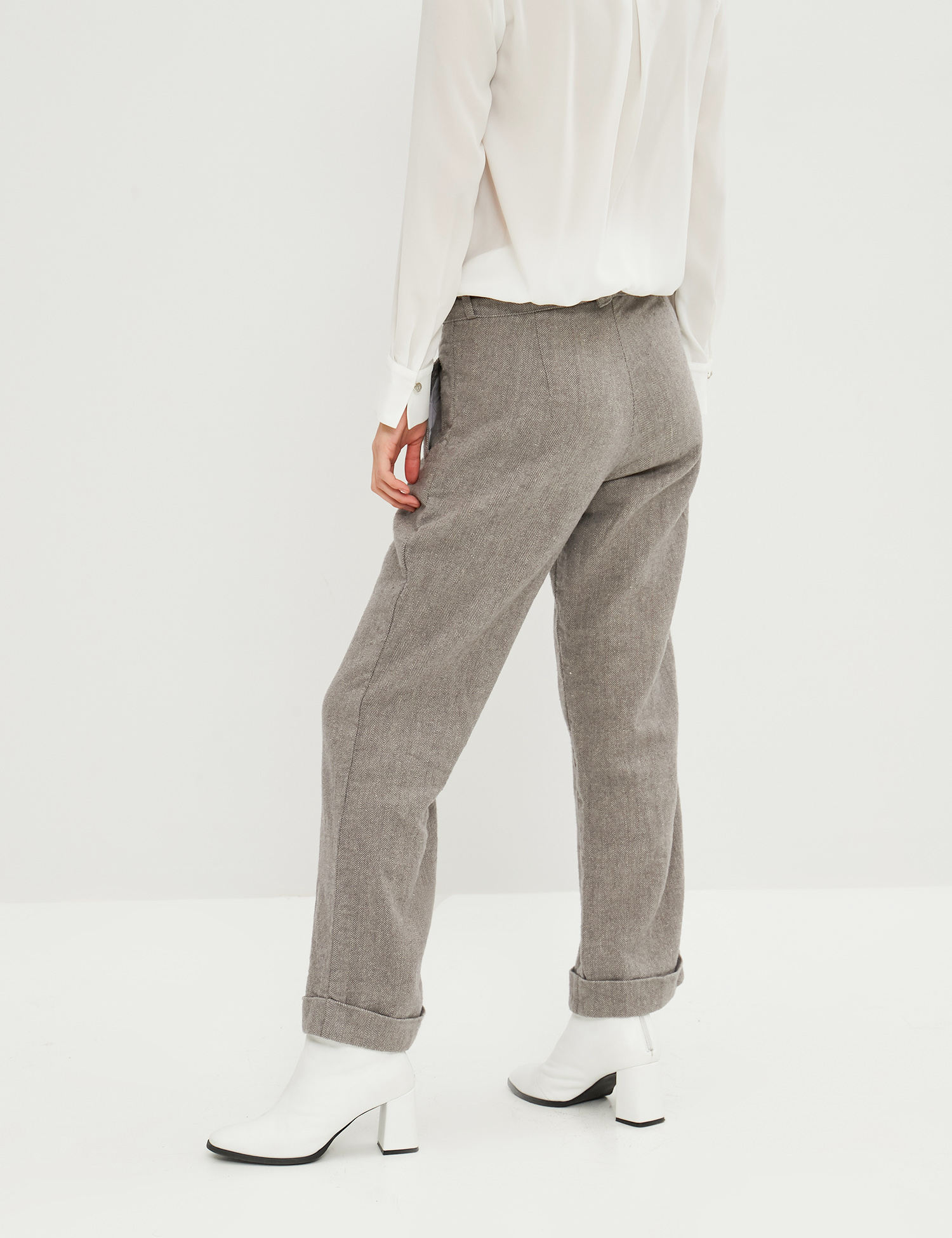 Картинка Жіночі сірі лляні штани