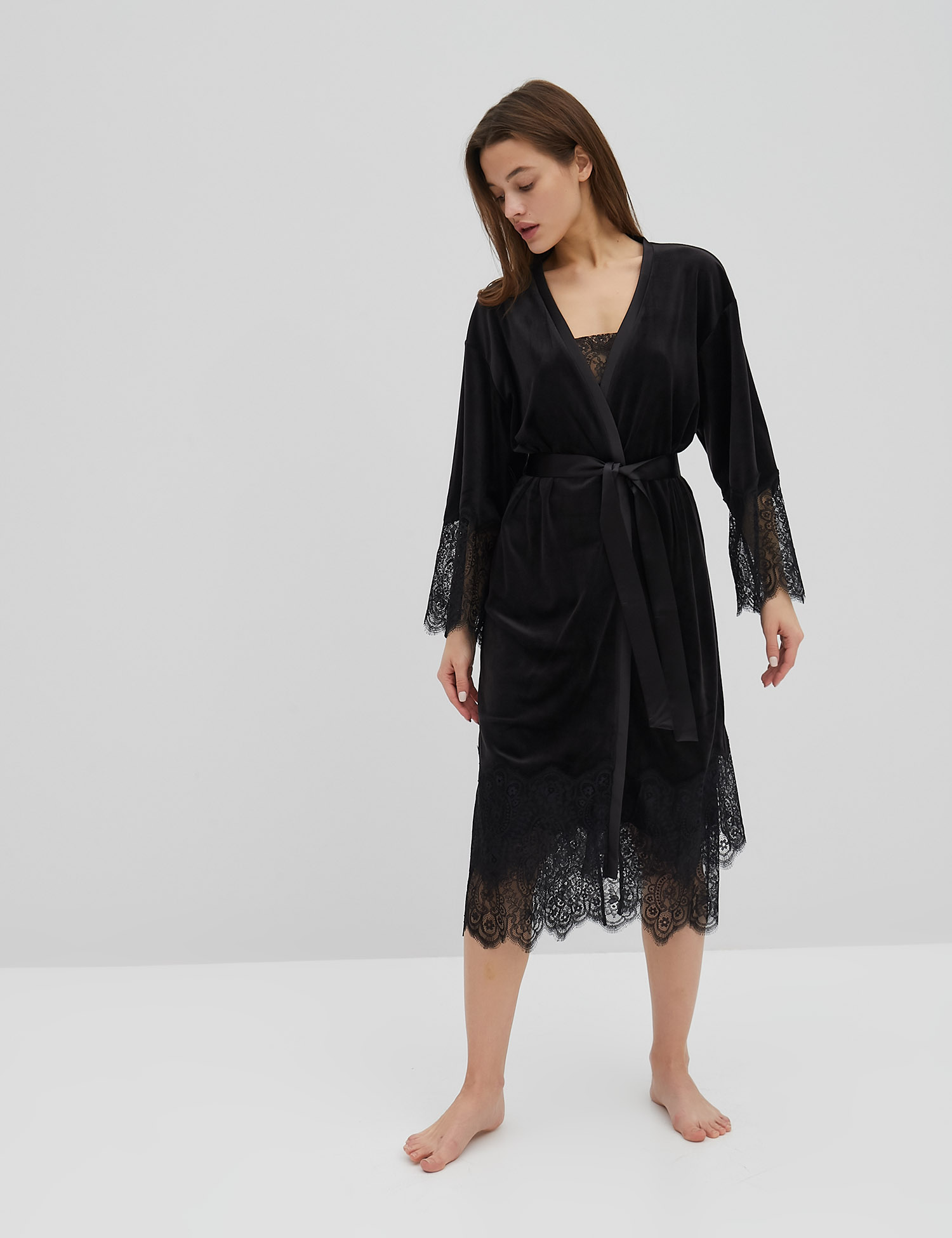 Картинка Жіночий чорний халат