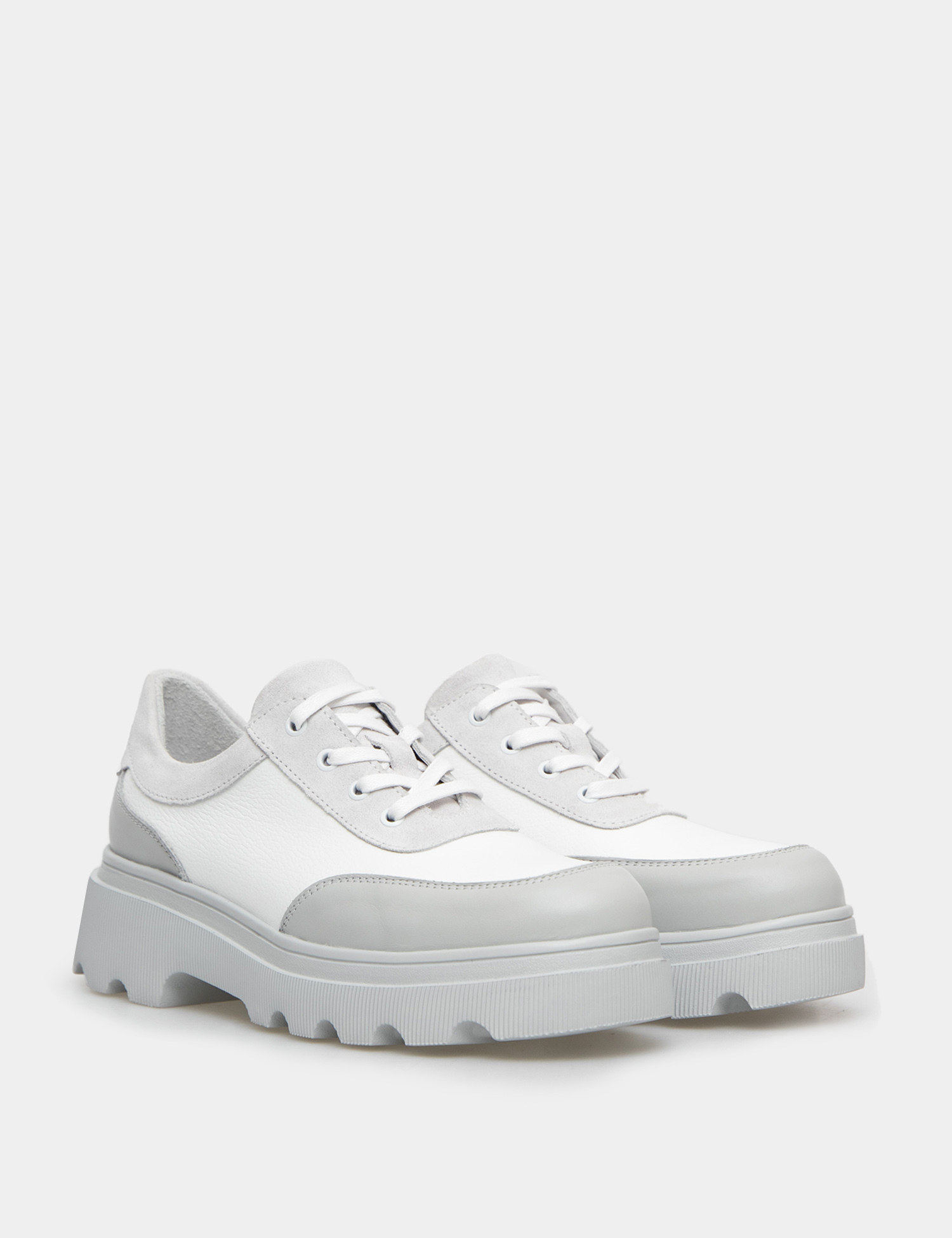Картинка Жіночі біло-сірі шкіряні туфлі