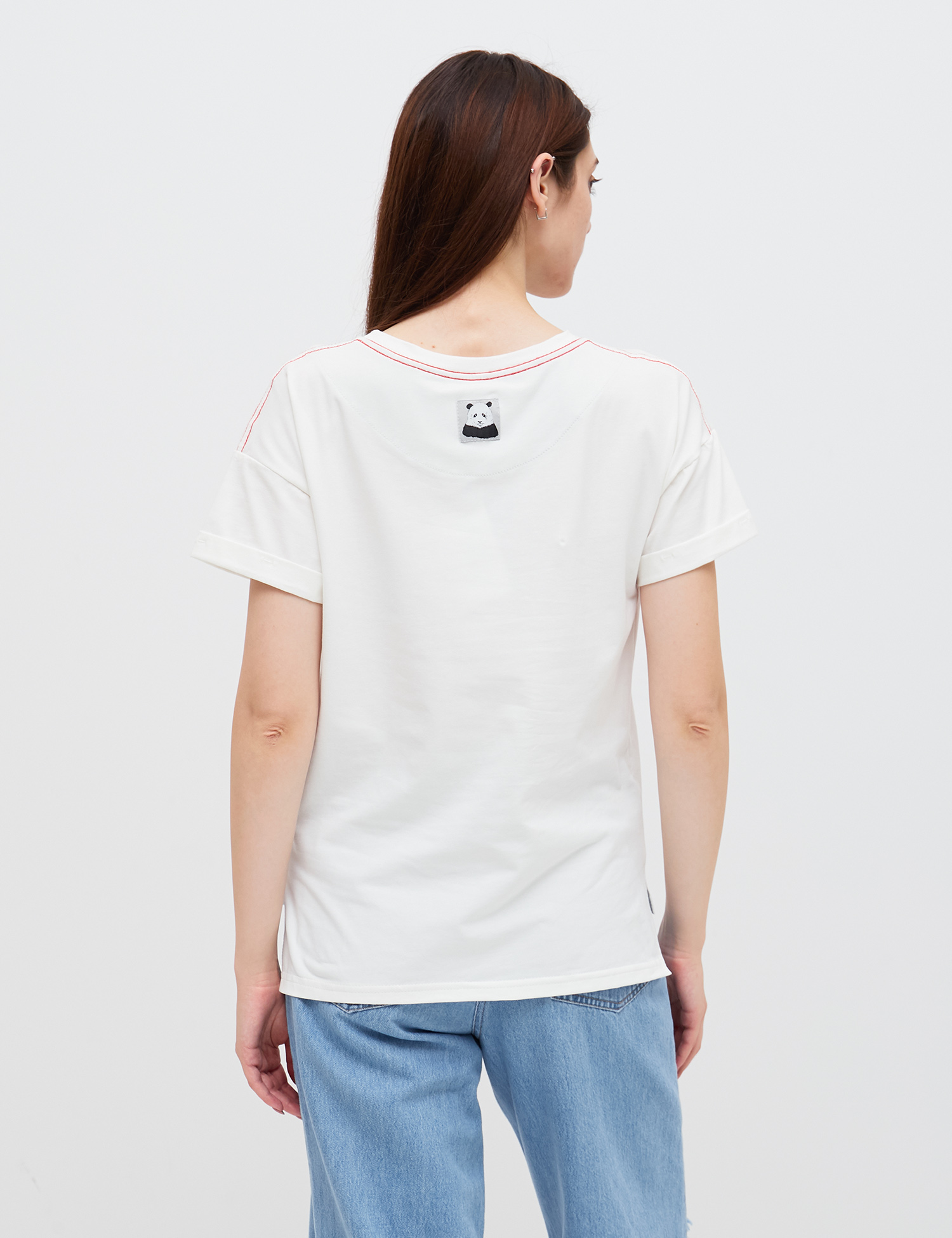 Картинка Жіноча біла футболка з авторським принтом