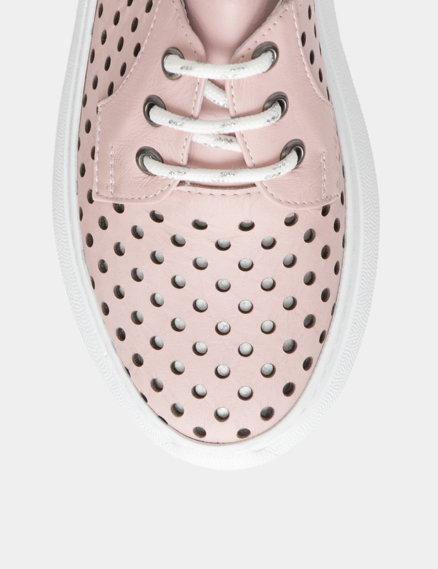 Картинка Жіночі рожеві шкіряні кросівки з перфорацією