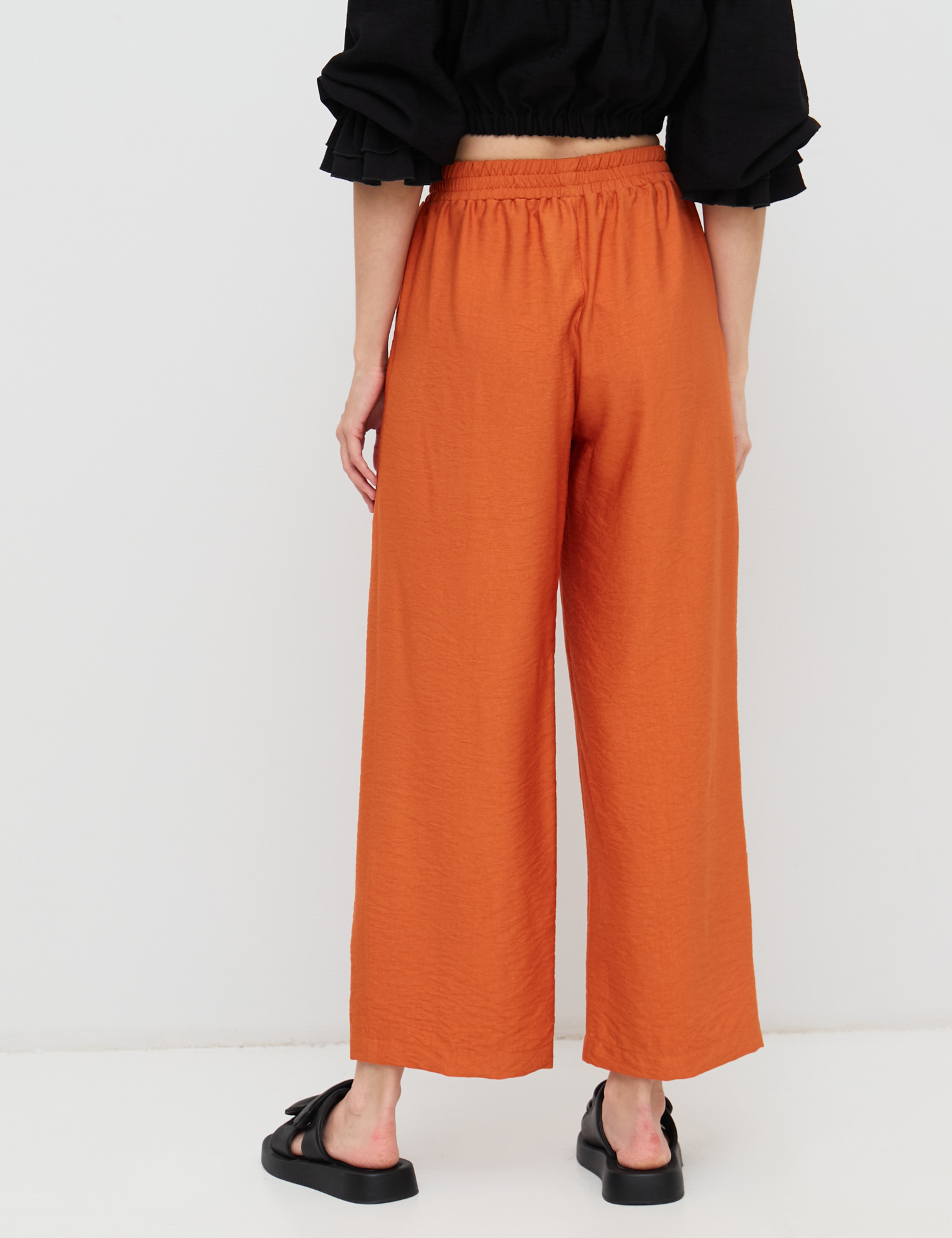 Картинка Жіночі помаранчеві штани з додаванням льону