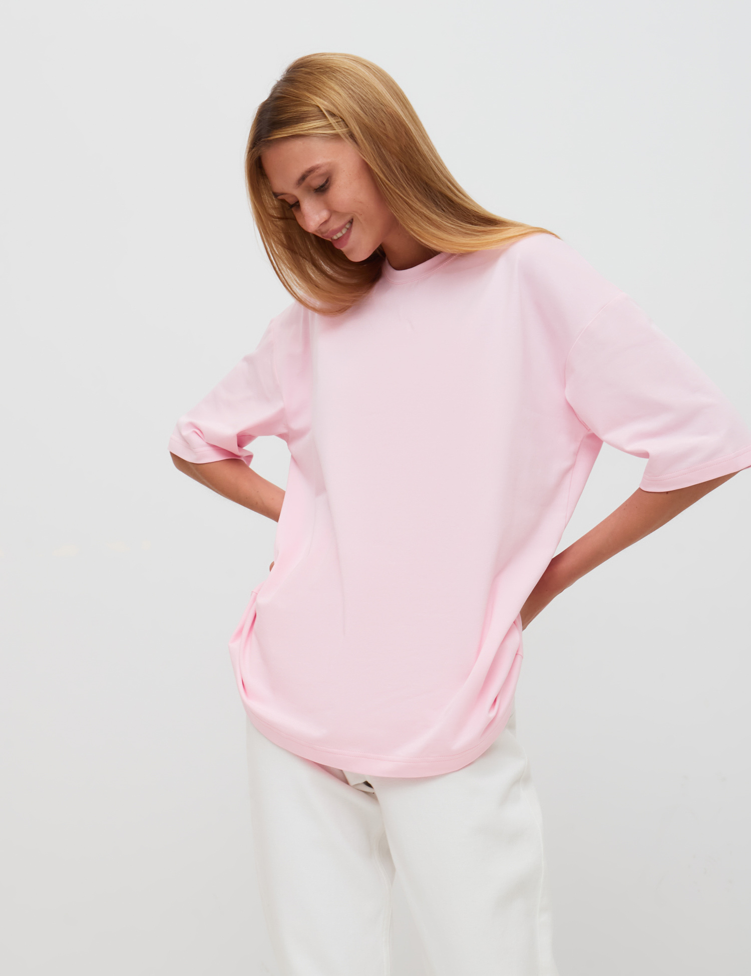 Картинка Жіноча рожева оверсайз футболка