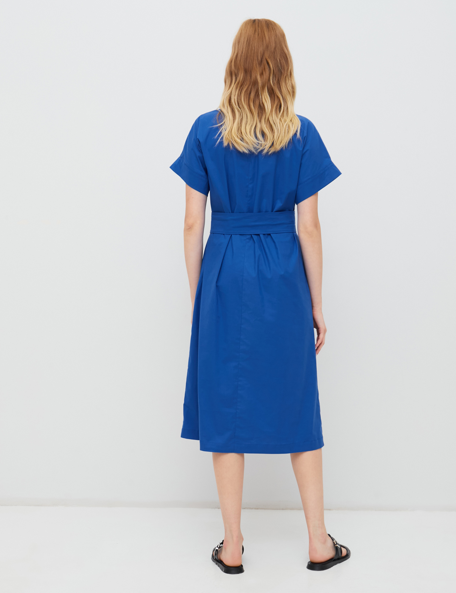 Картинка Синя сукня-сорочка з поясом