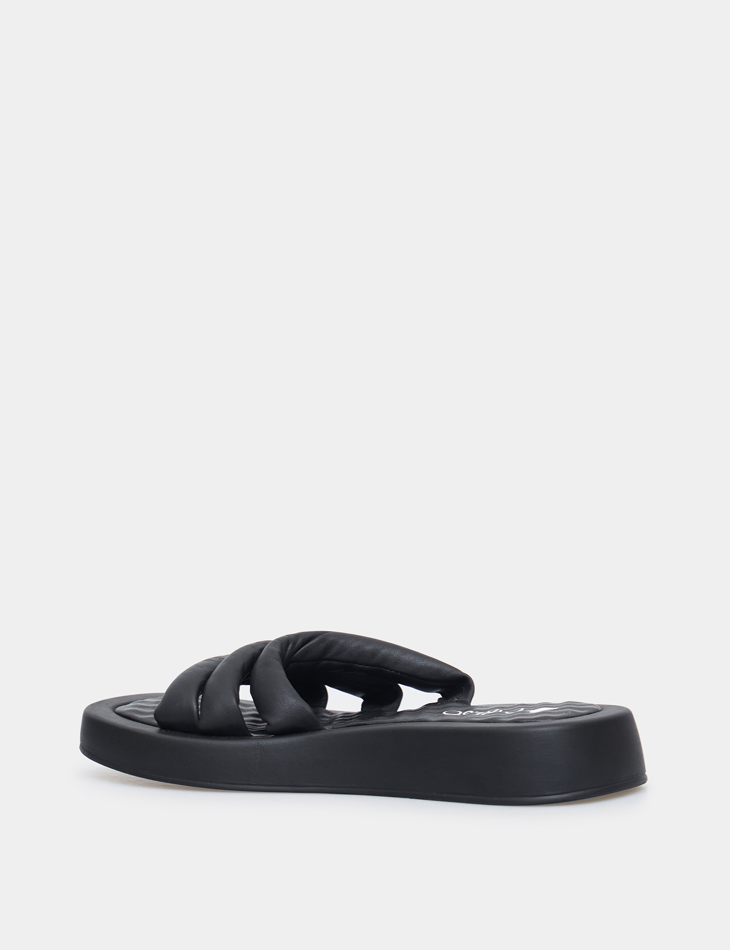 Картинка Жіночі чорні шкіряні шльопанці