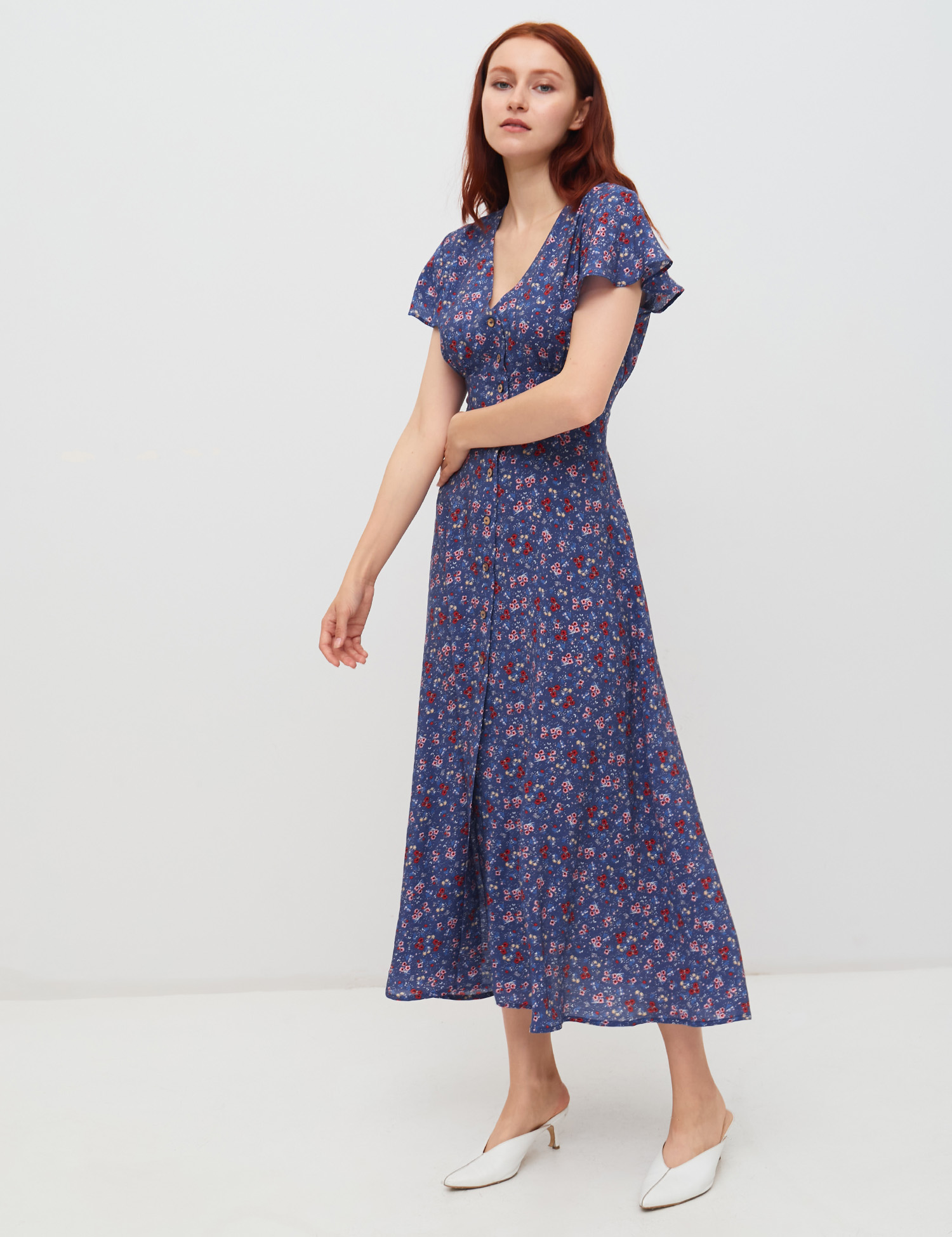 Картинка Синя сукня з візерунком