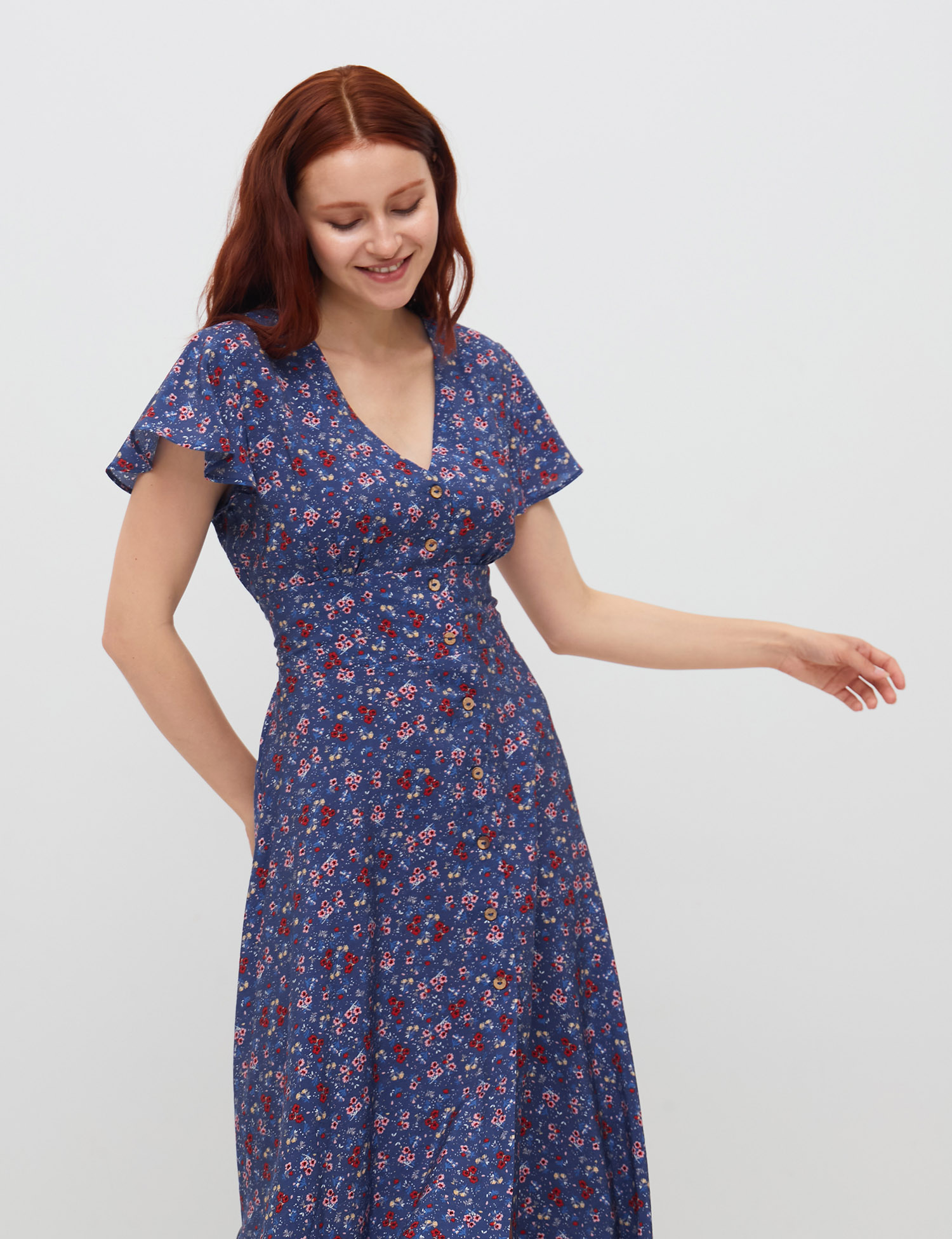 Картинка Синя сукня з візерунком