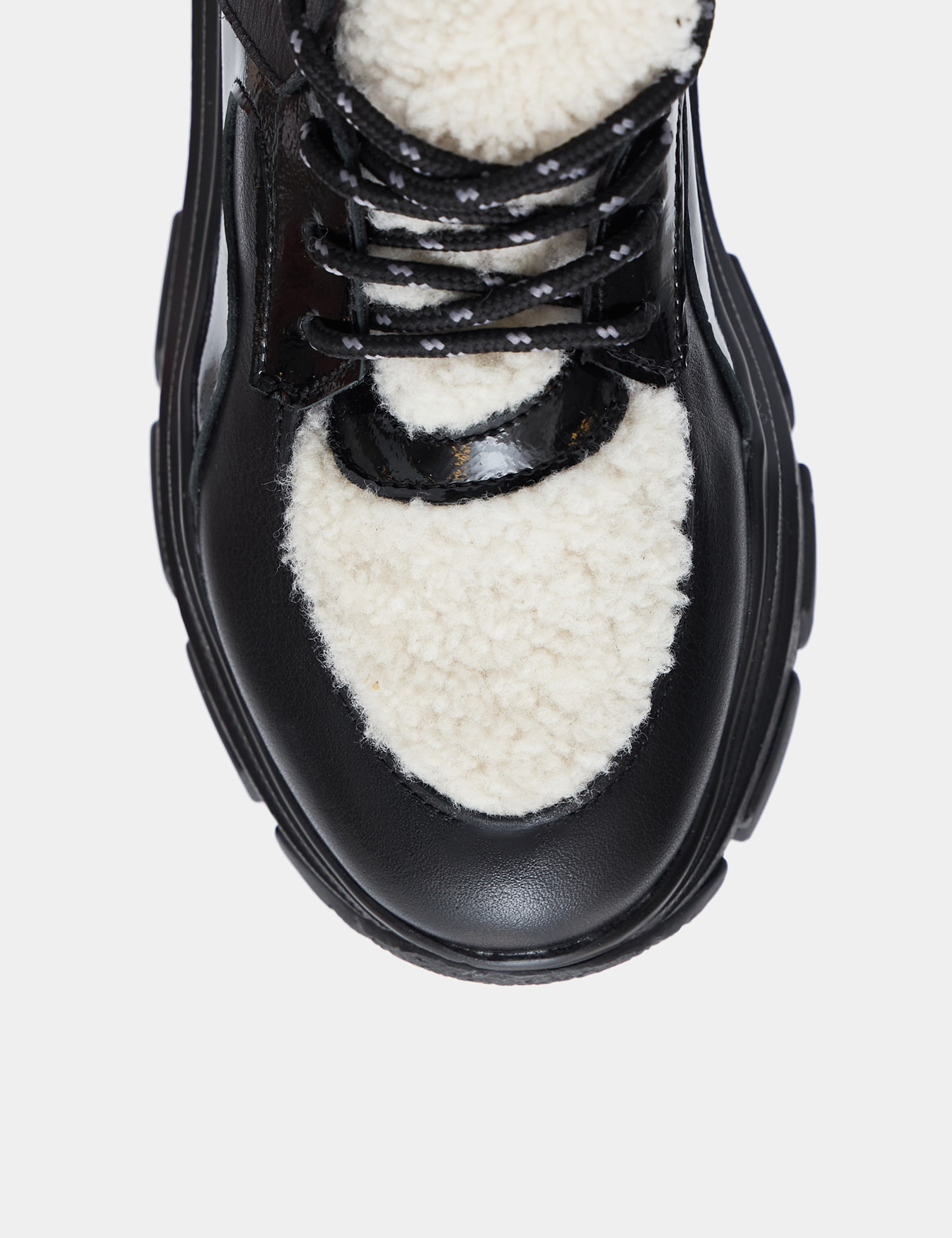 Картинка Жіночі чорно-білі шкіряні кросівки