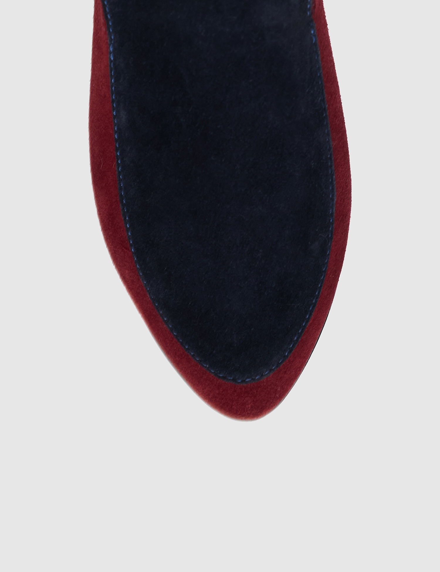 Картинка Жіночі синьо-бордові замшеві туфлі