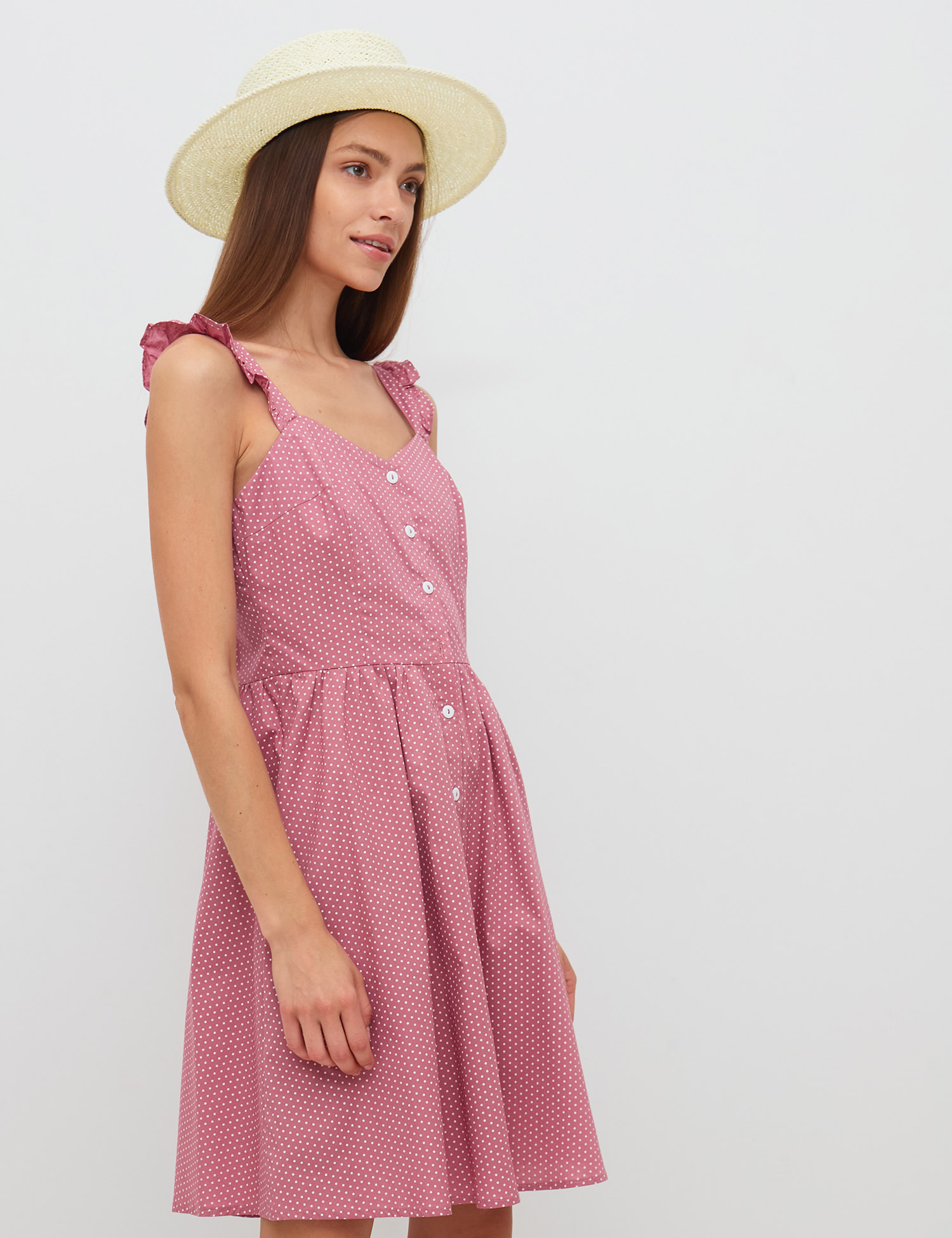 Картинка Рожевий сарафан в горошок