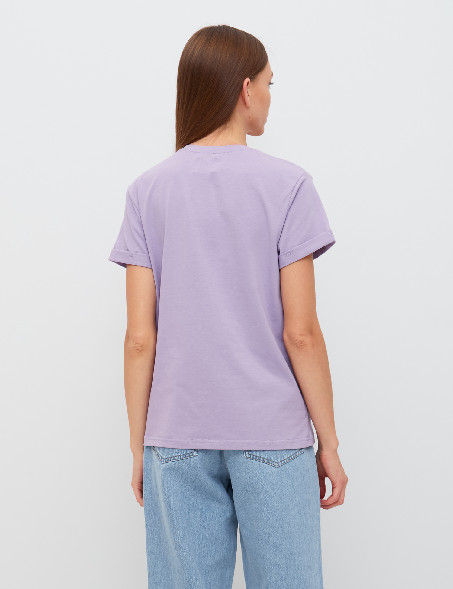 Картинка Жіноча фіолетова футболка з принтом