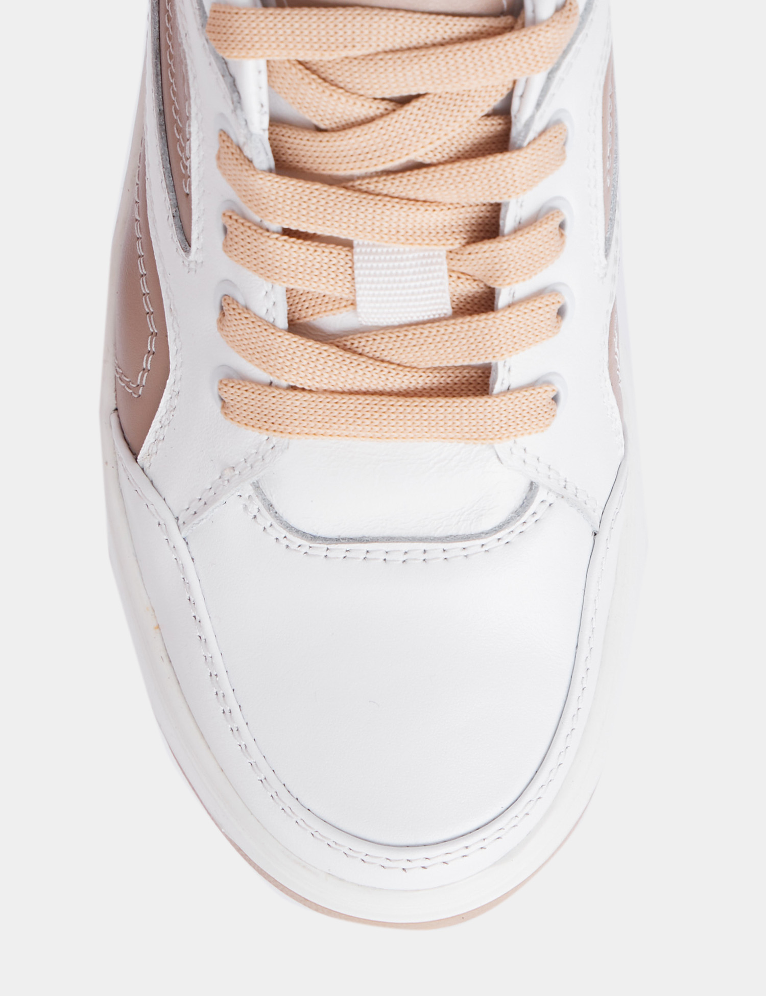 Картинка Жіночі бежево-білі шкіряні кросівки