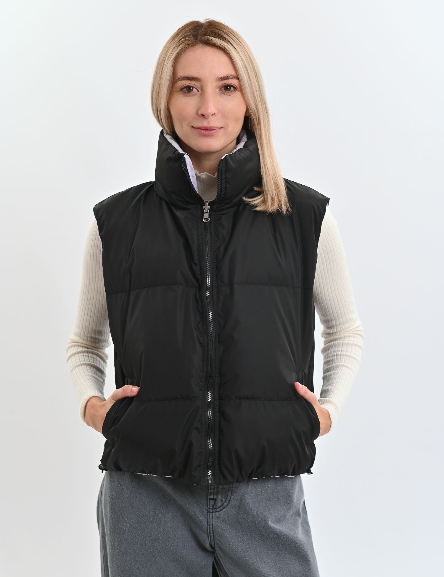 Картинка Двосторонній жилет сіро-чорний