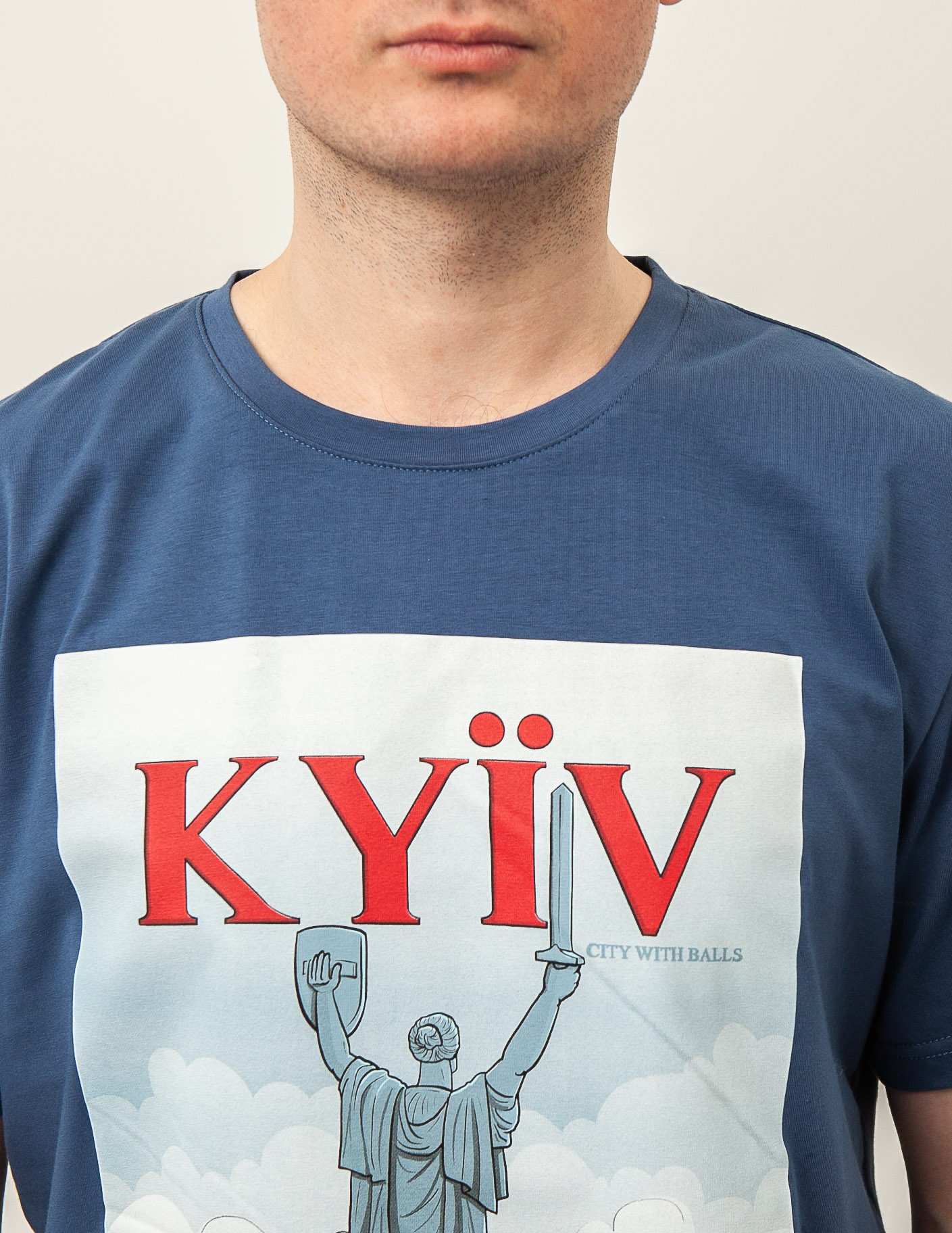 Картинка Футболка синя з принтом