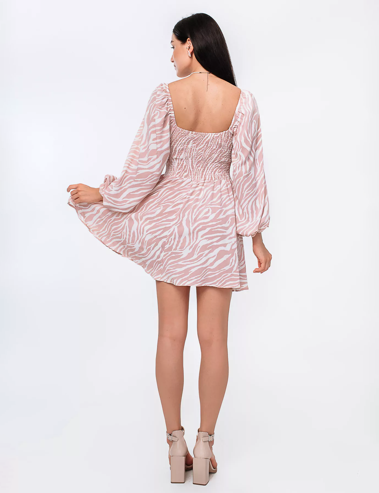 Картинка Сукня міні рожева з принтом