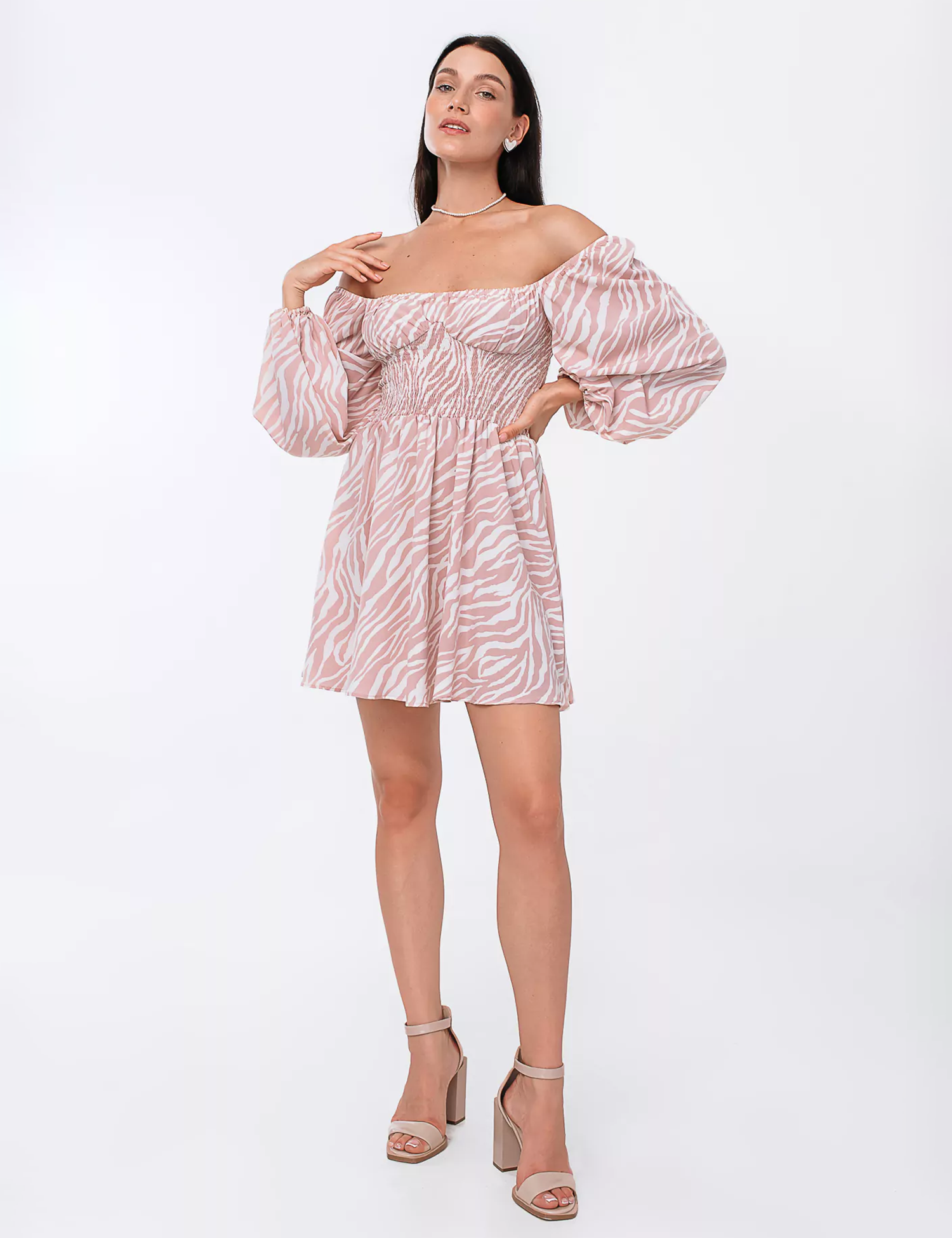 Картинка Сукня міні рожева з принтом