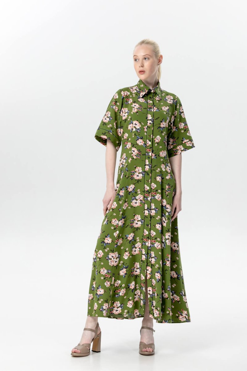 Картинка Зелена сукня з візерунком