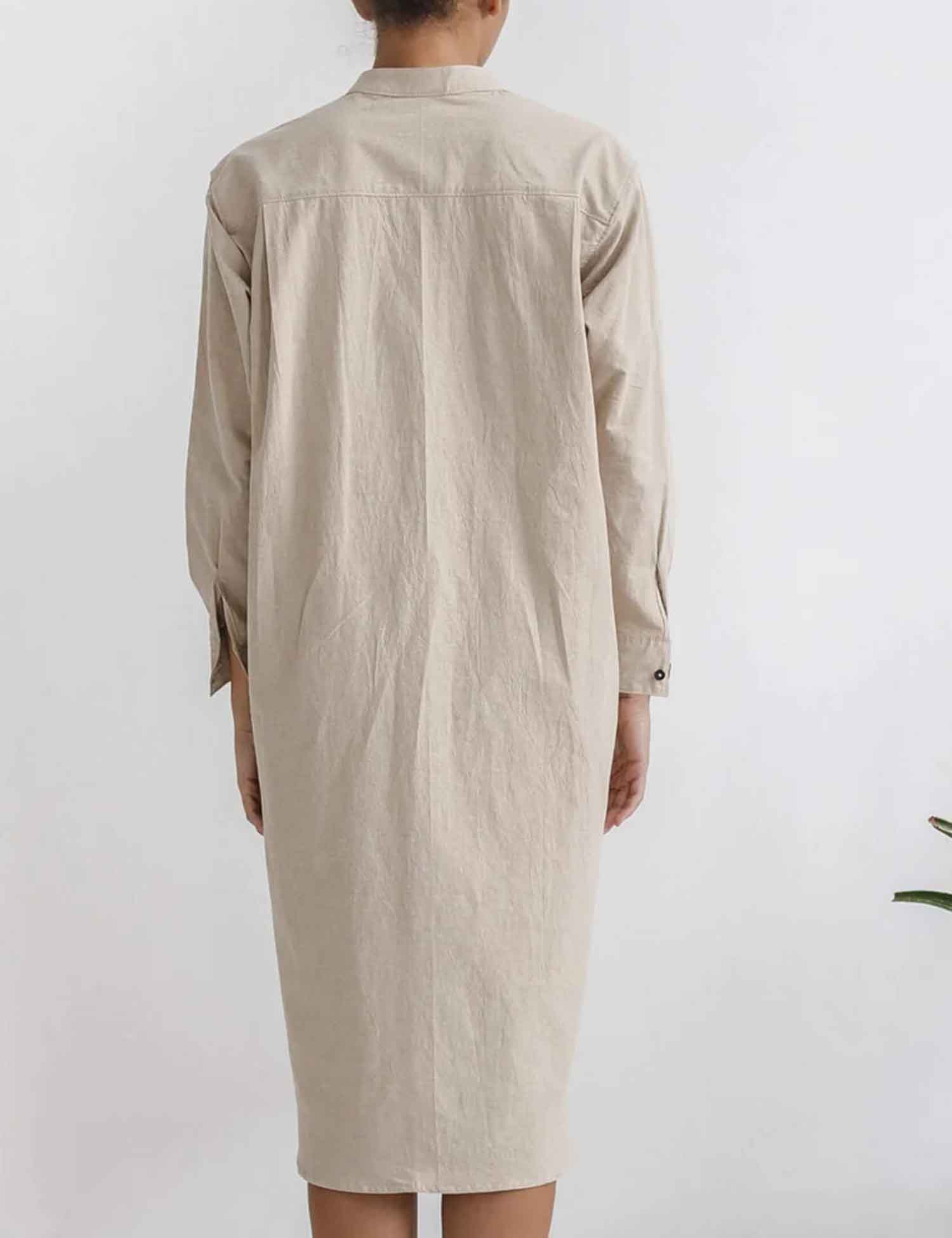 Картинка Сукня-сорочка міді бежева