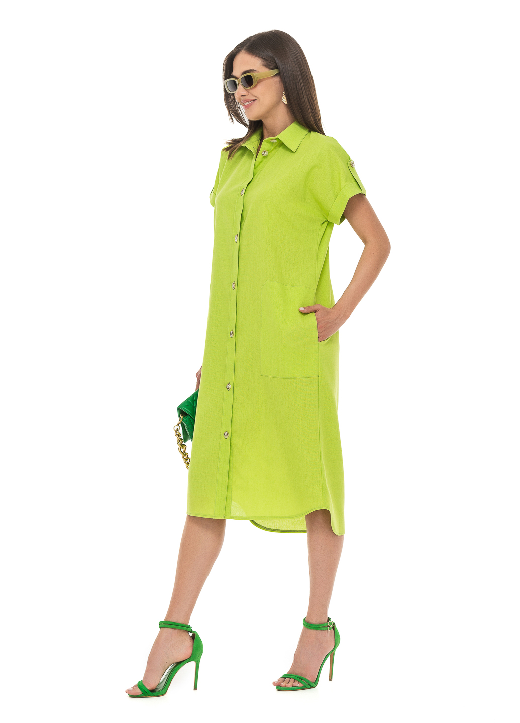 Картинка Світло-зелена сукня на гудзиках