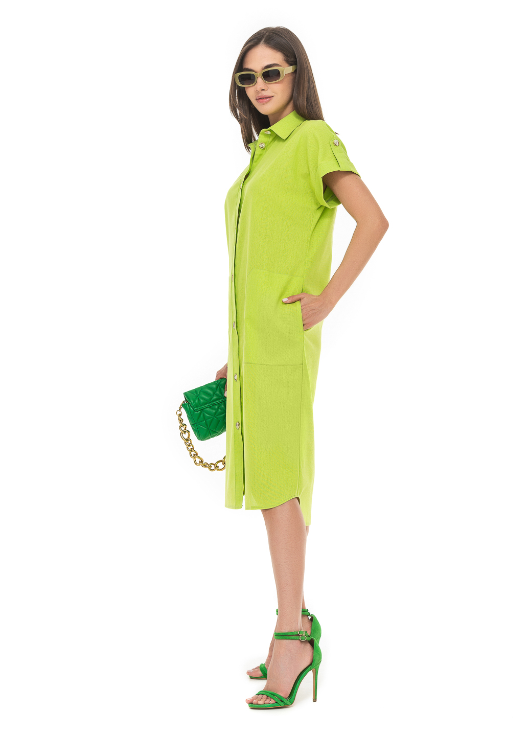 Картинка Світло-зелена сукня на гудзиках
