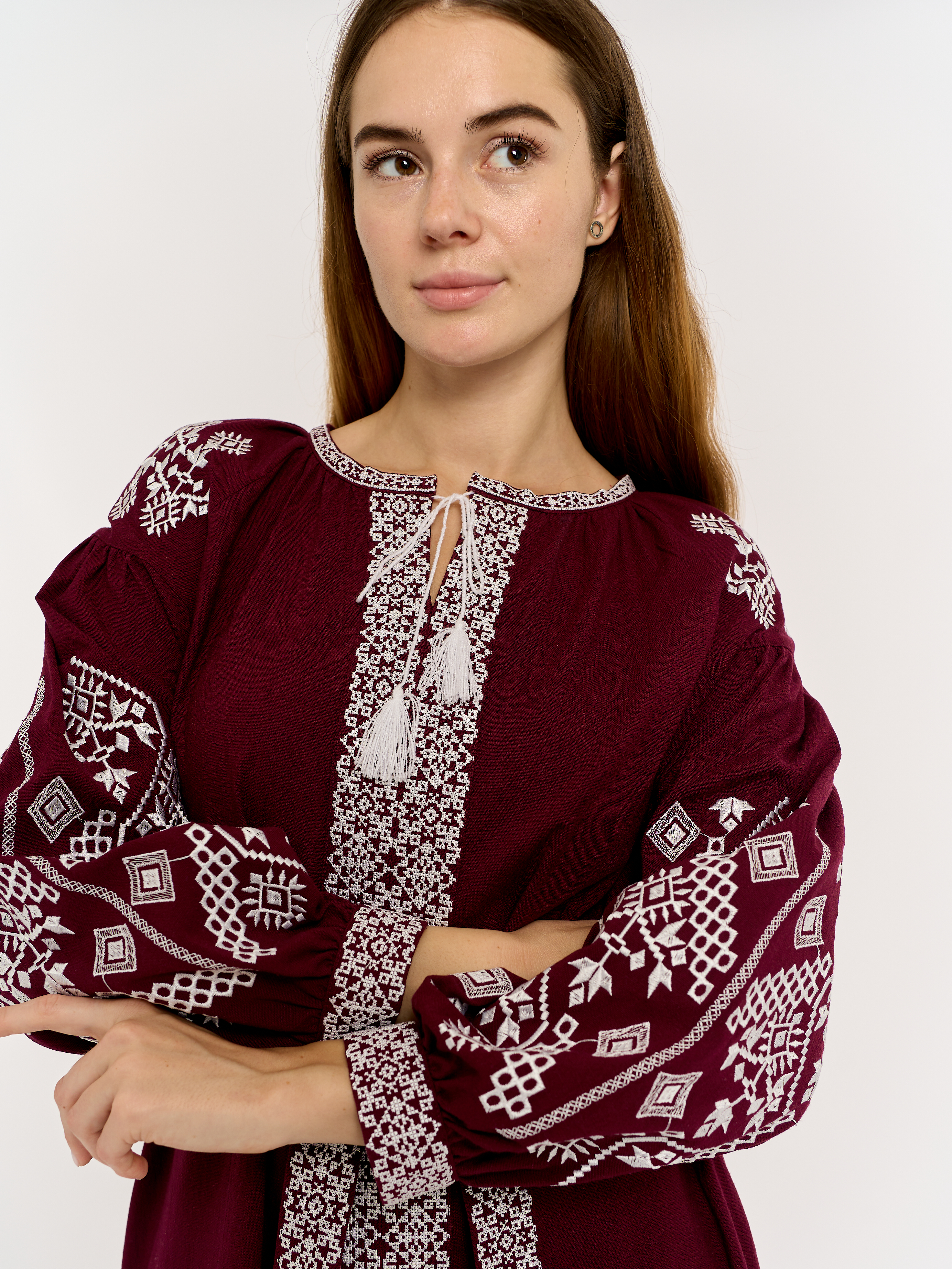 Картинка Бордова сукня-вишиванка