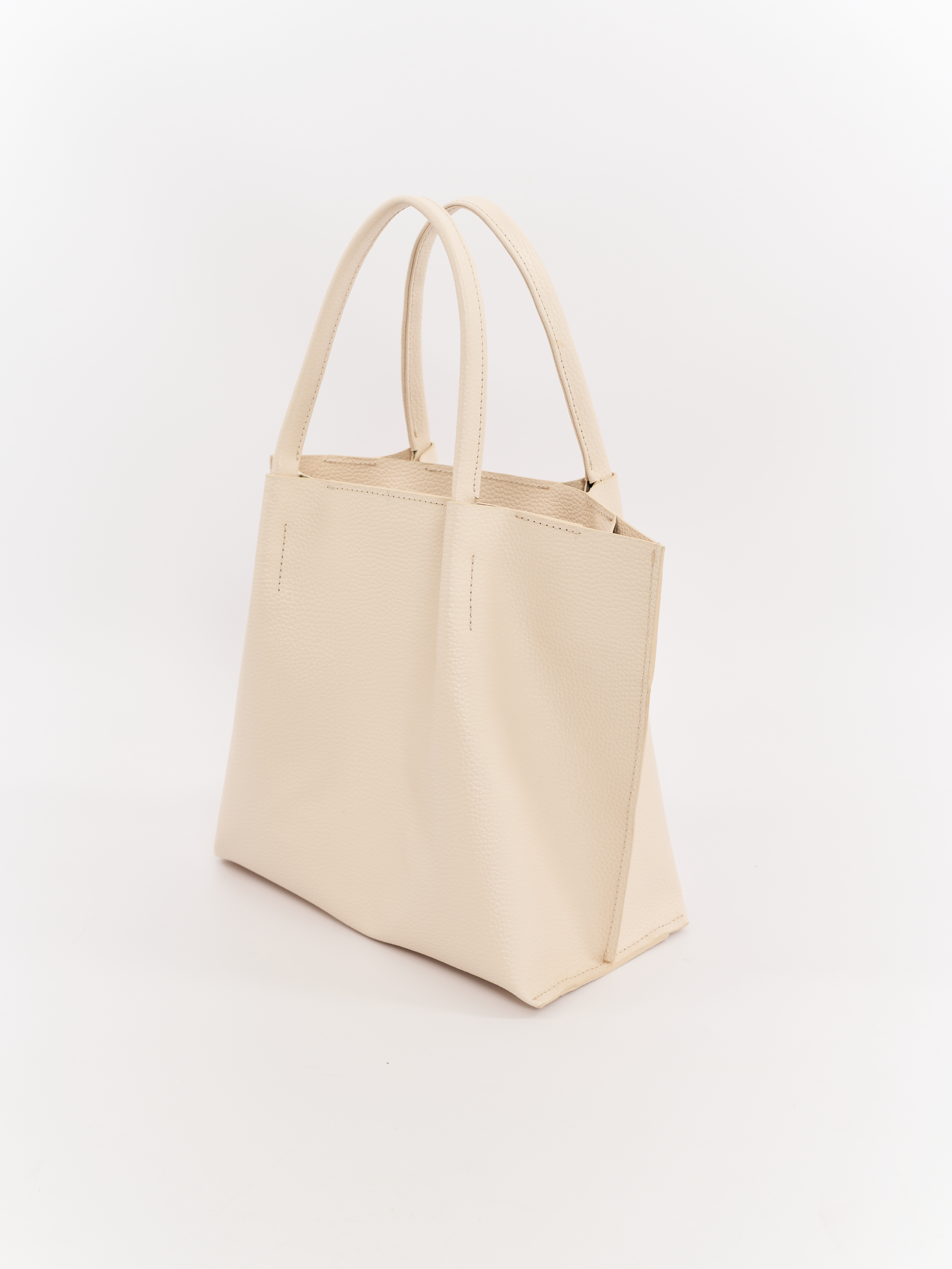 Картинка Бежева шкіряна сумка-шопер