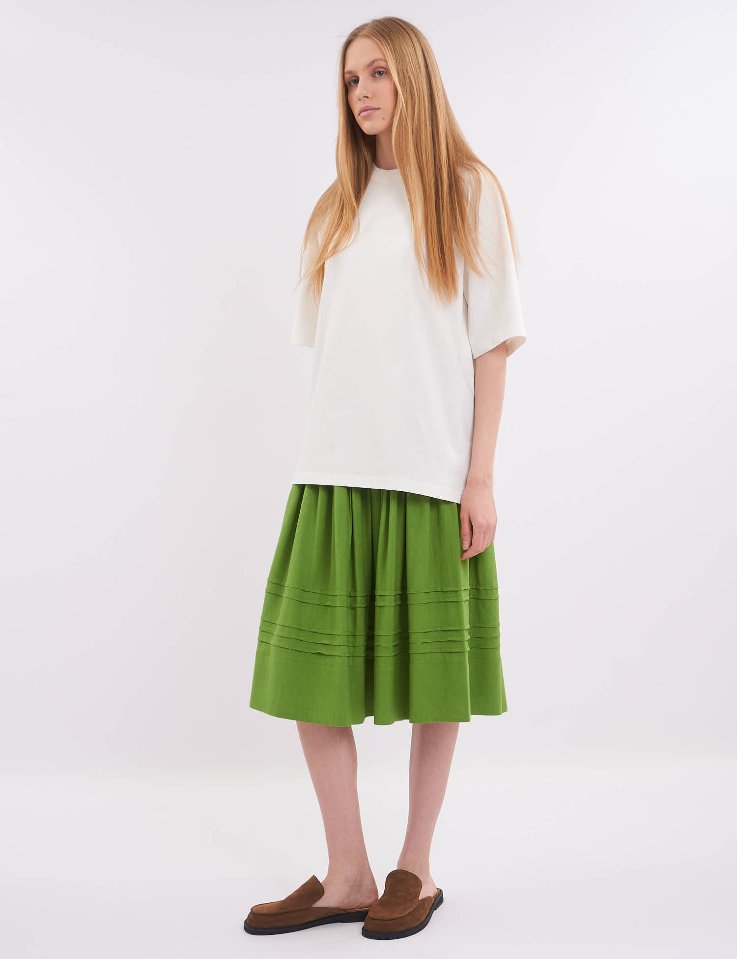 Картинка Спідниця міді зелена 