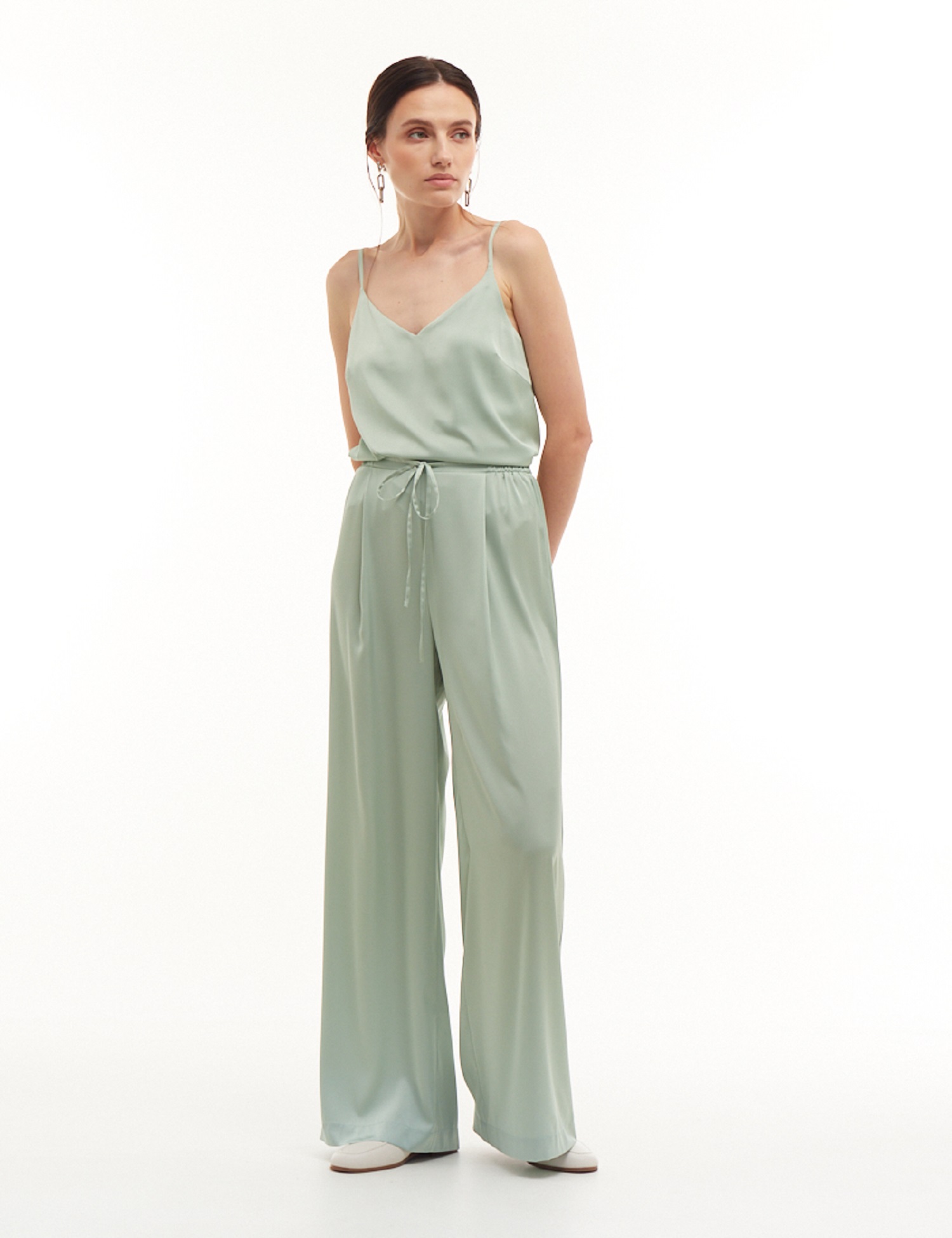 Картинка Світло-зелені шовкові штани