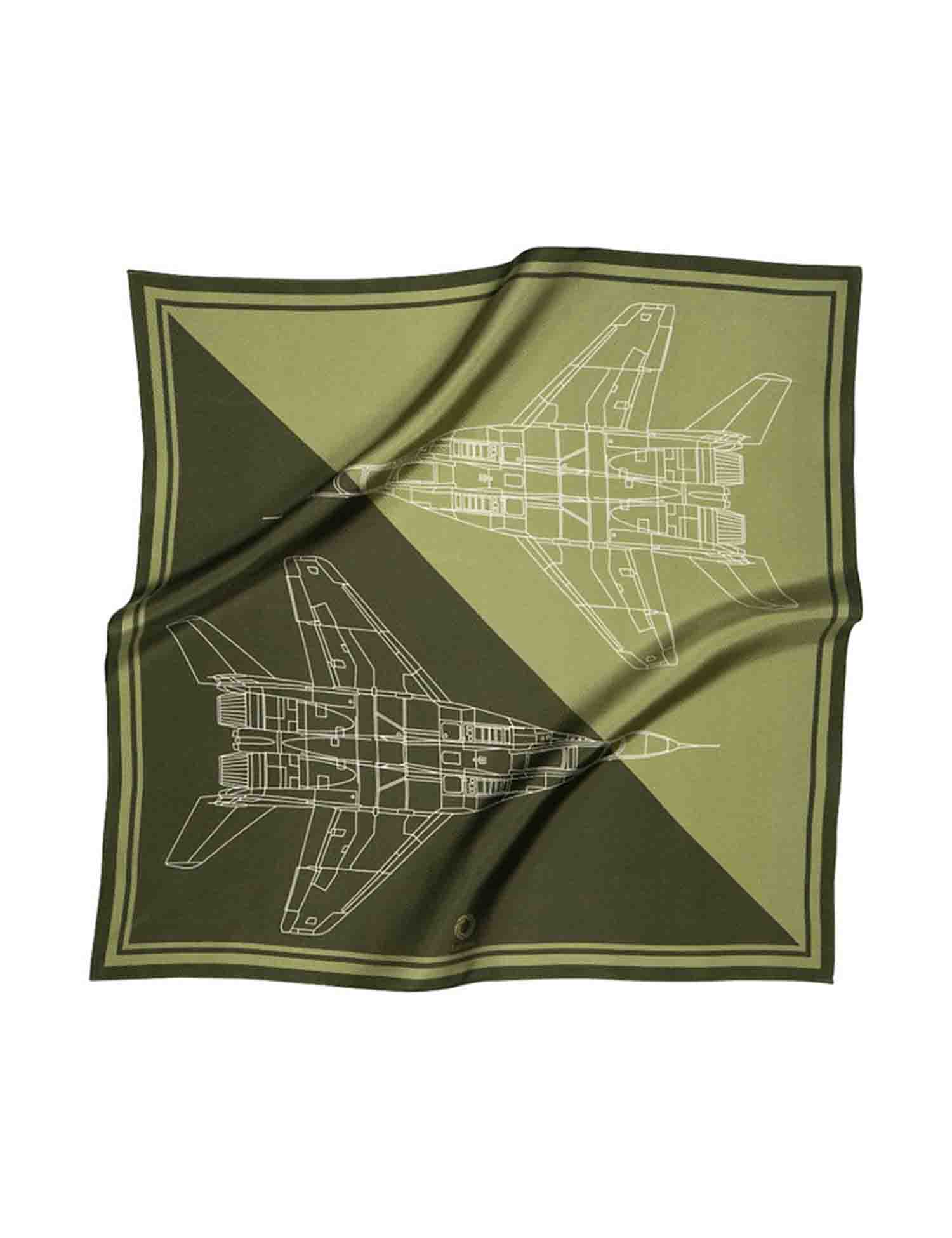 Картинка Шовкова хустина "MIG-29" green, 55 х 55 см