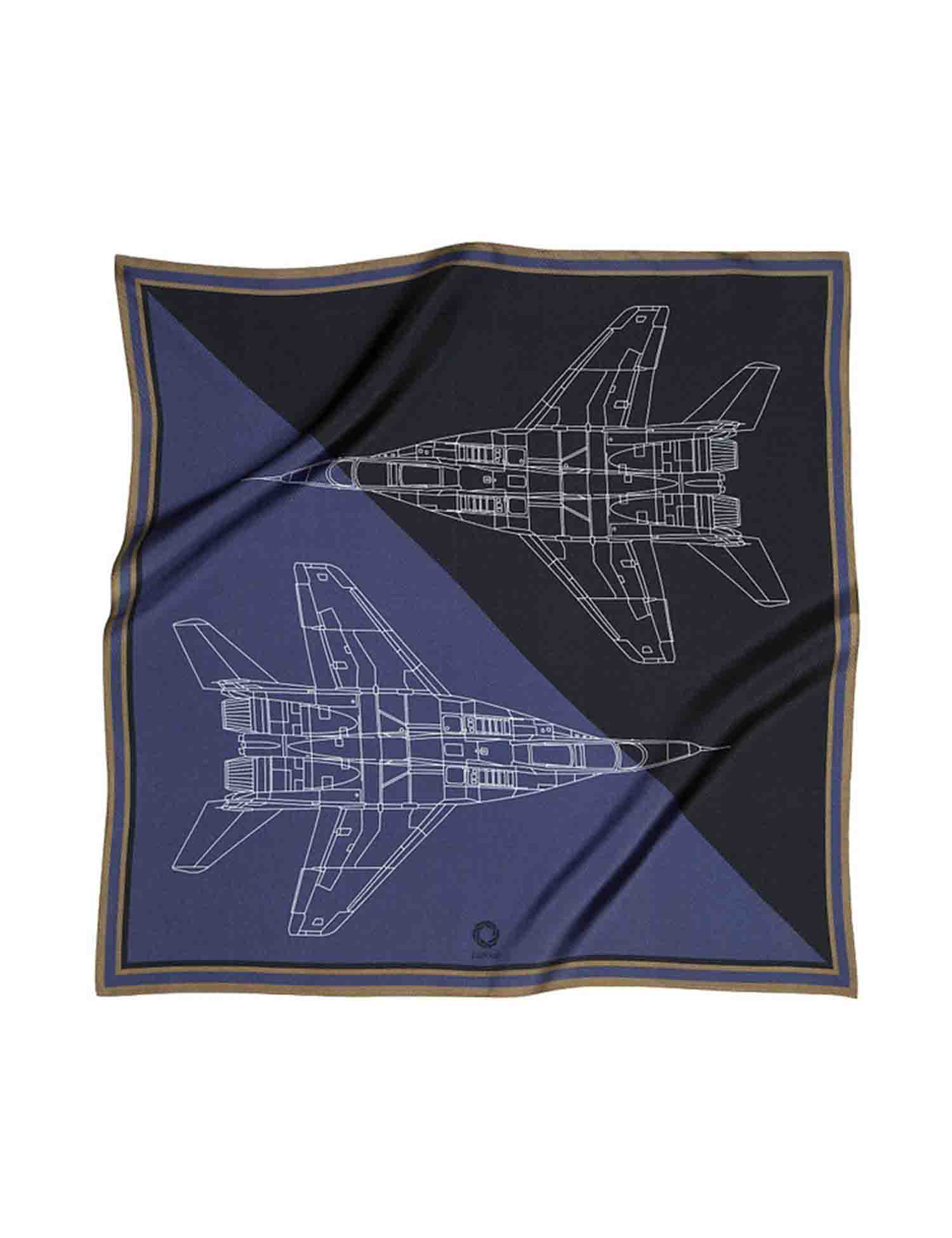 Картинка Шовкова хустина "MIG-29" navy, 55 х 55 см