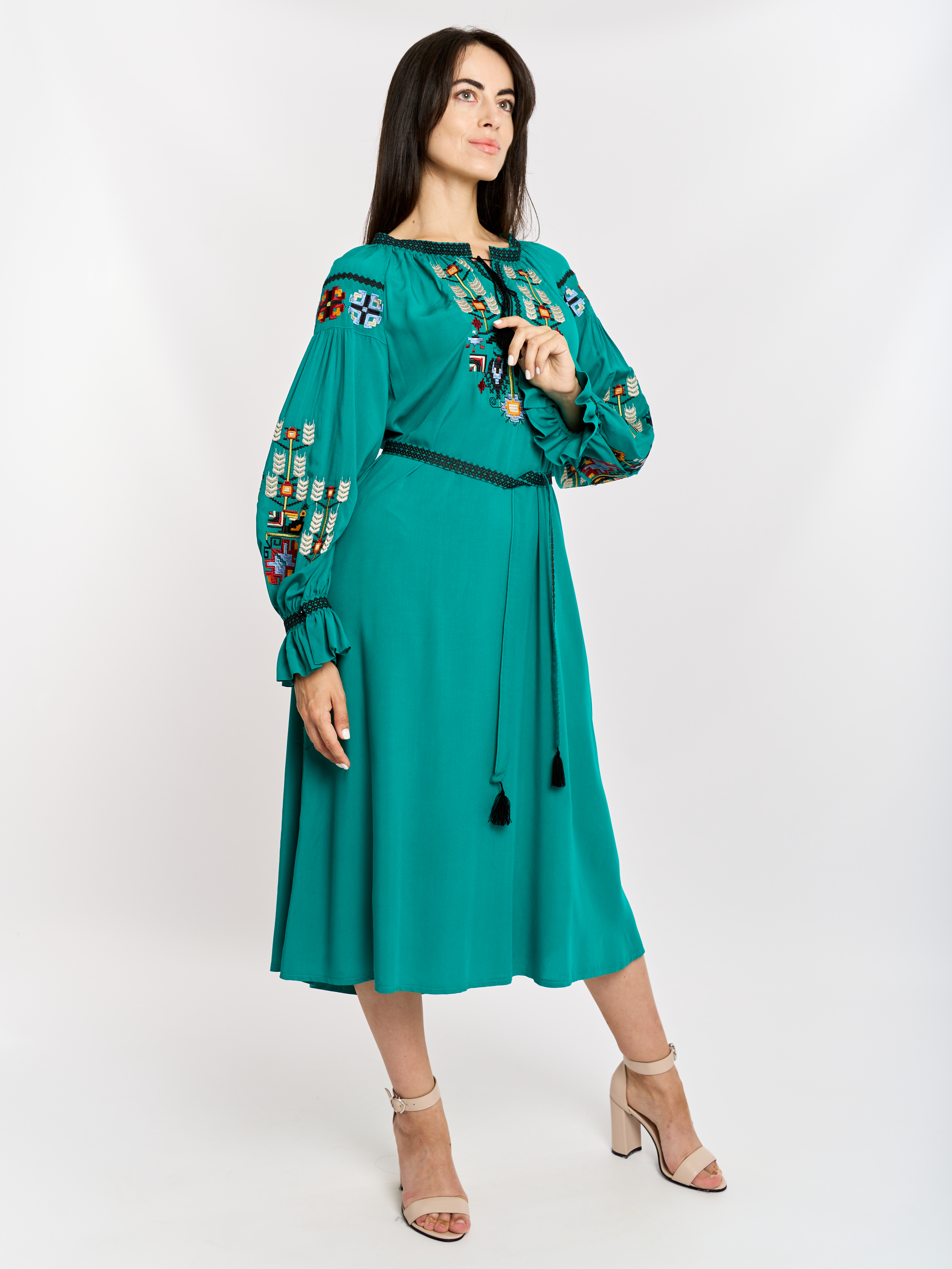 Картинка Вишита сукня зелена 