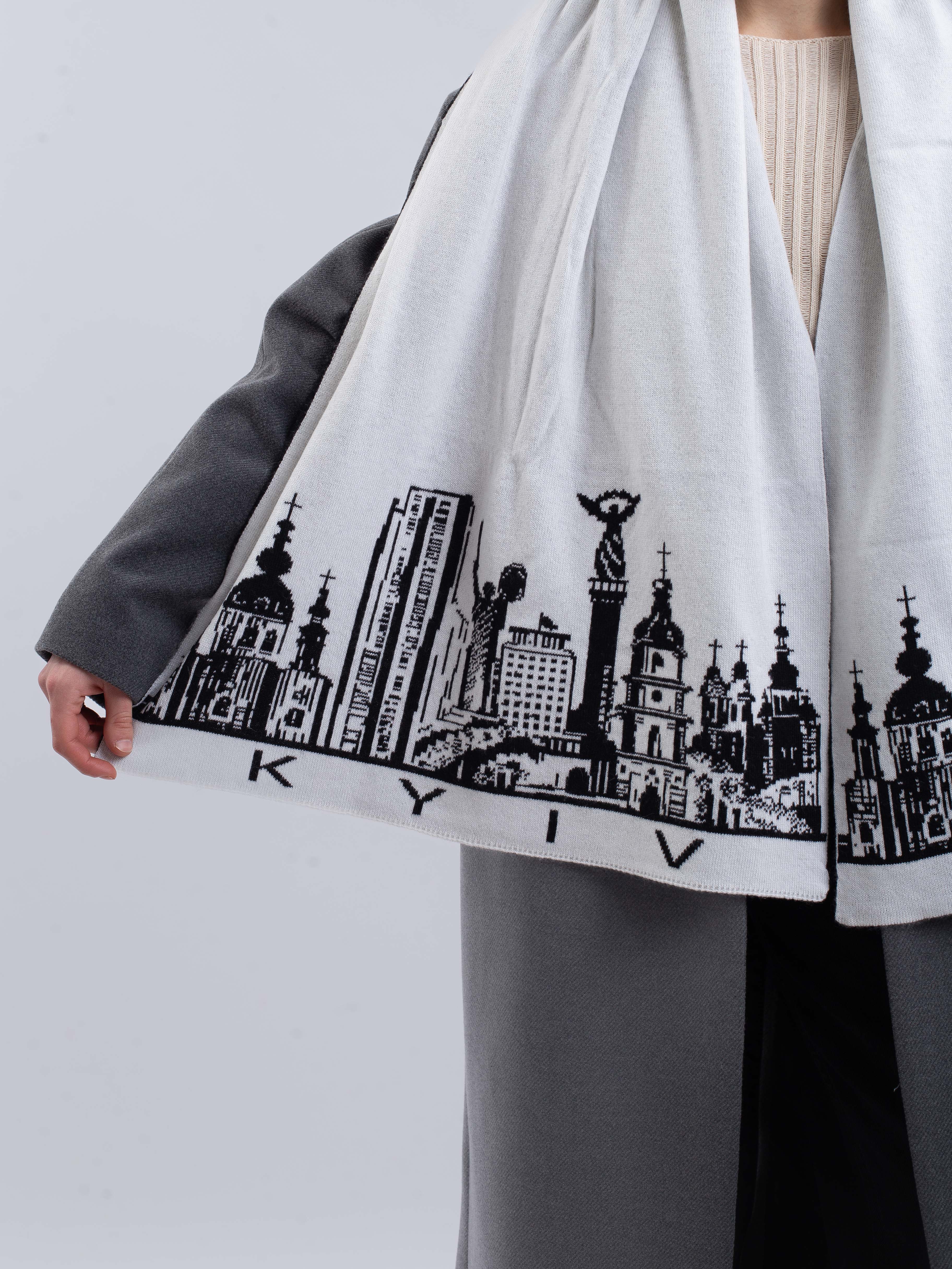 Картинка Шарф білий з принтом