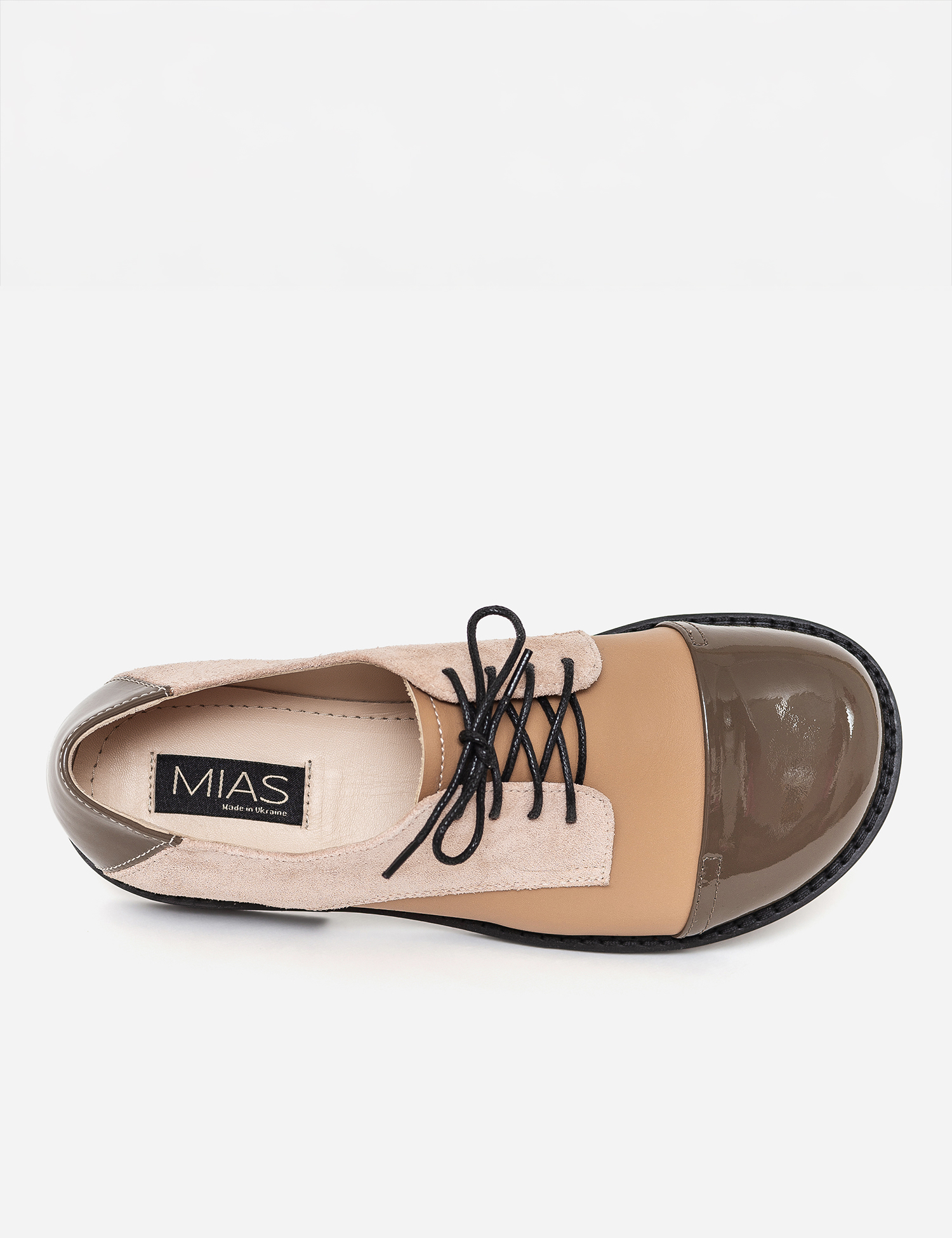 Картинка Туфлі оксфорди з комбінованим дизайном