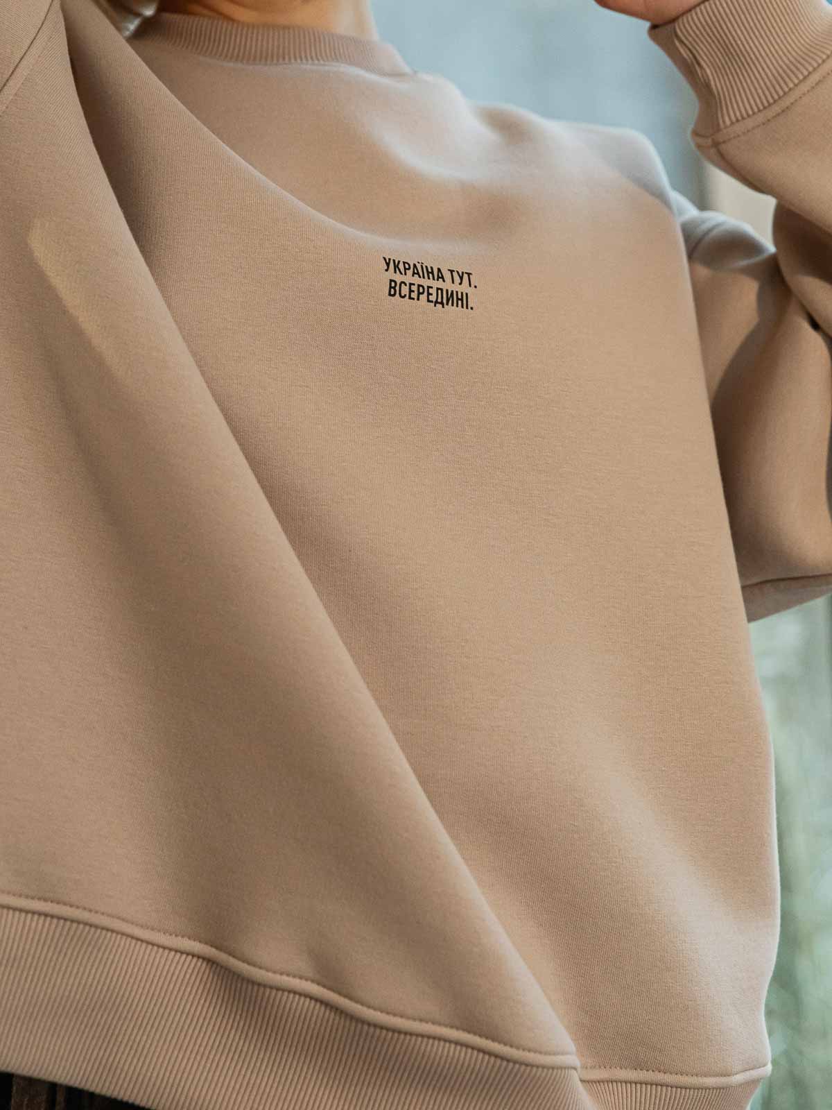 Картинка Бежевий світшот "Україна тут всередині"