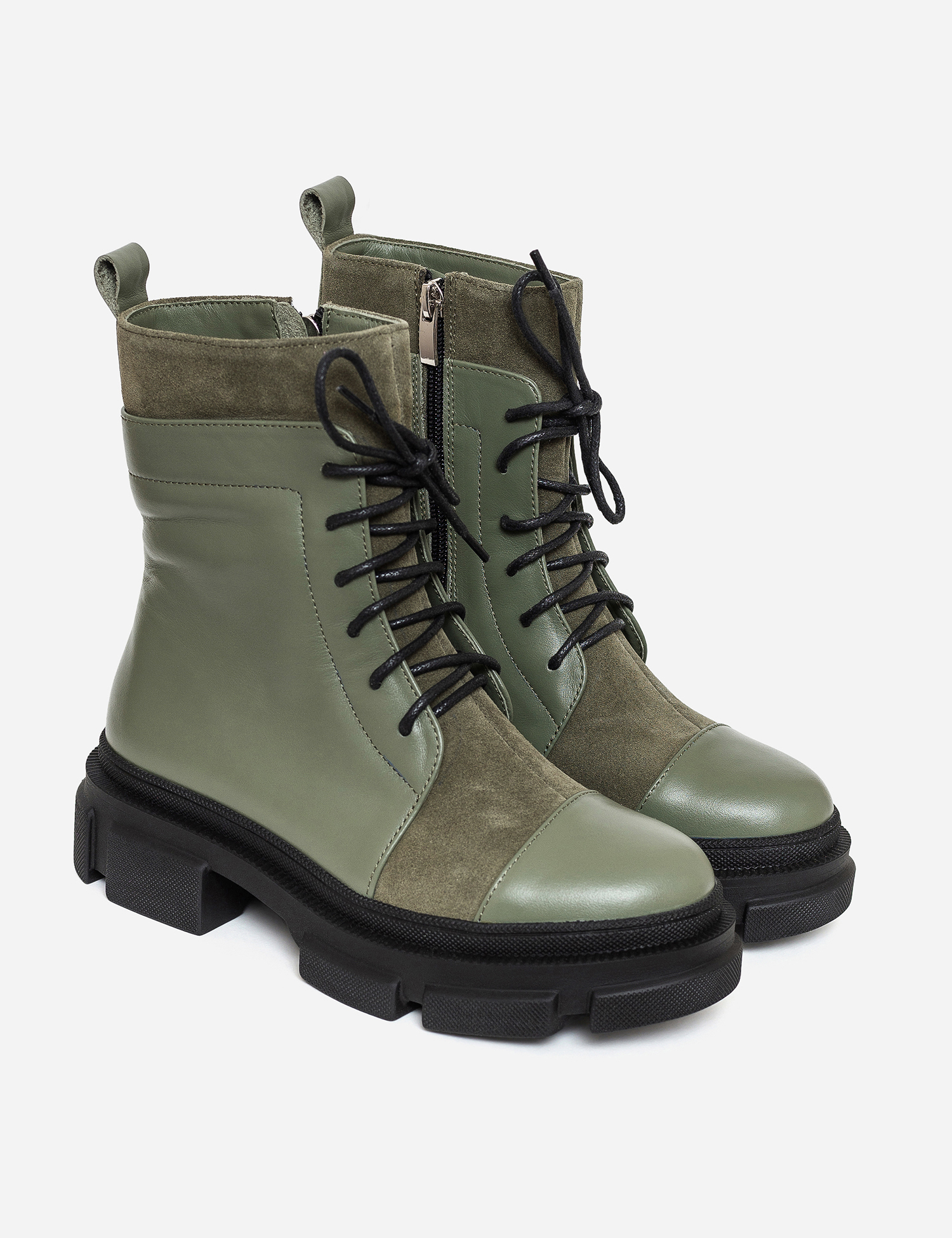 Картинка Черевиик зелені шкіряні