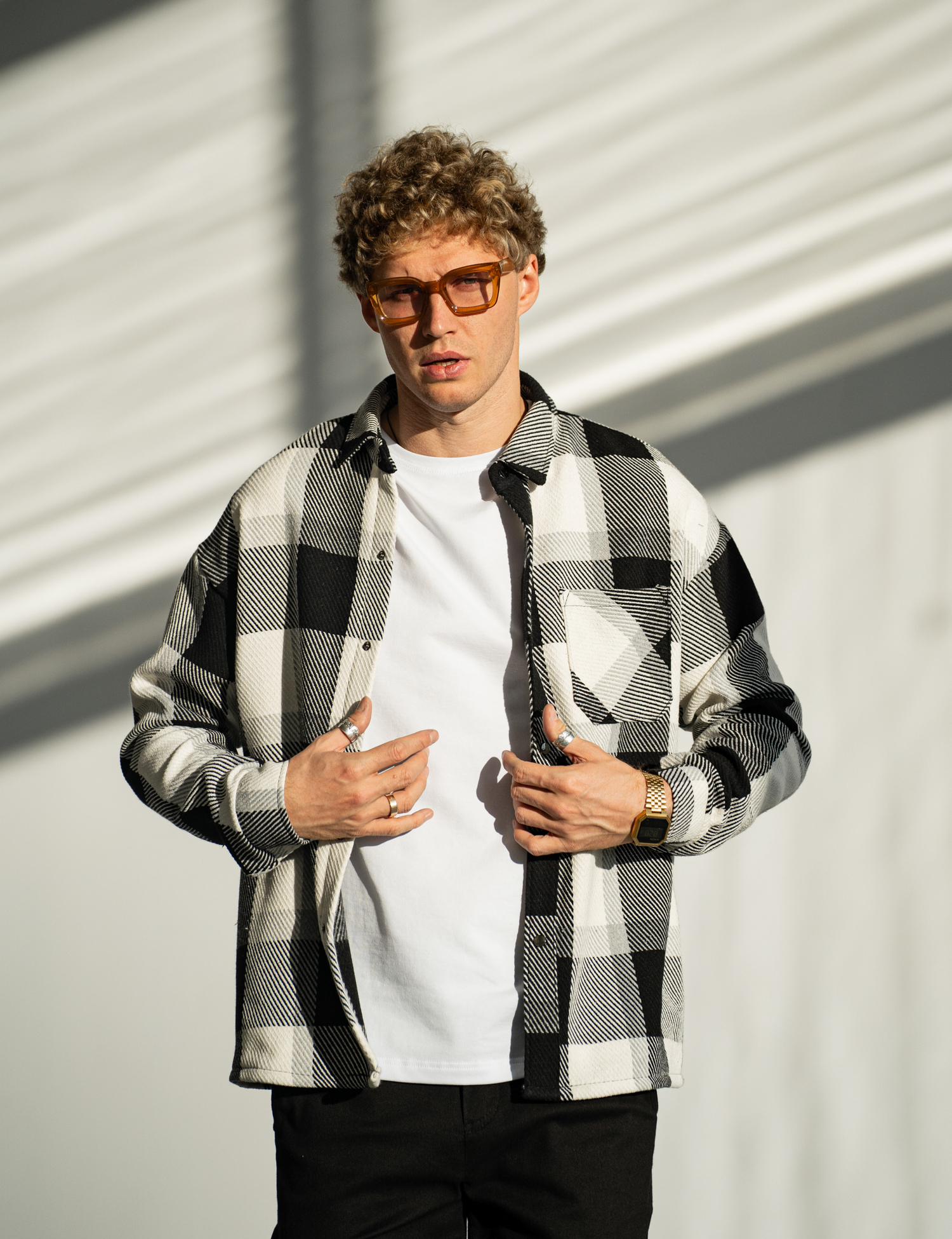 Картинка Сорочка чорна картата