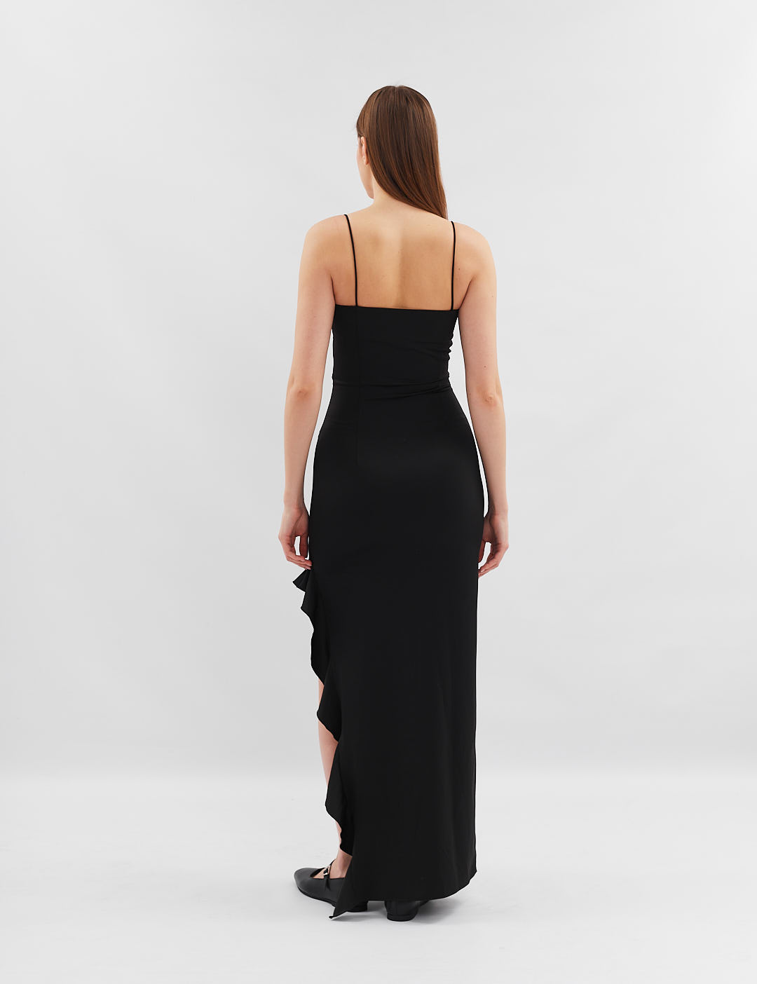 Картинка Сукня максі чорна з розрізом