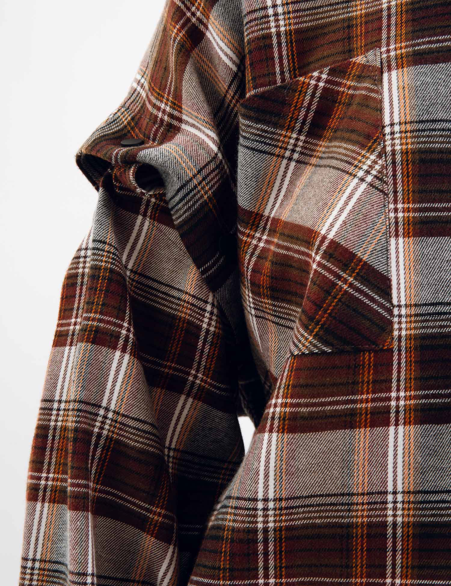 Картинка Сорочка коричнева картата з відстібними рукавами 