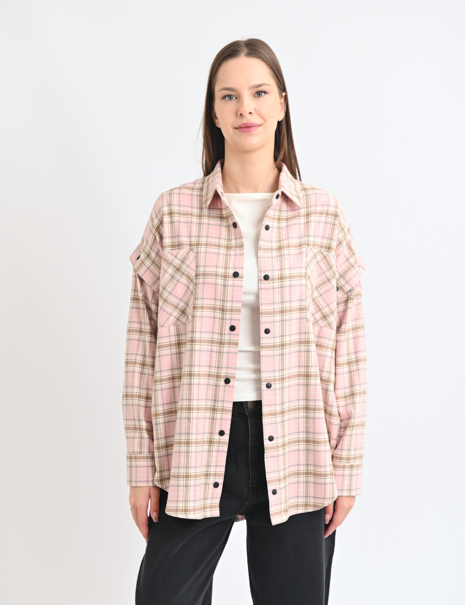 Картинка Сорочка в клітинку рожева