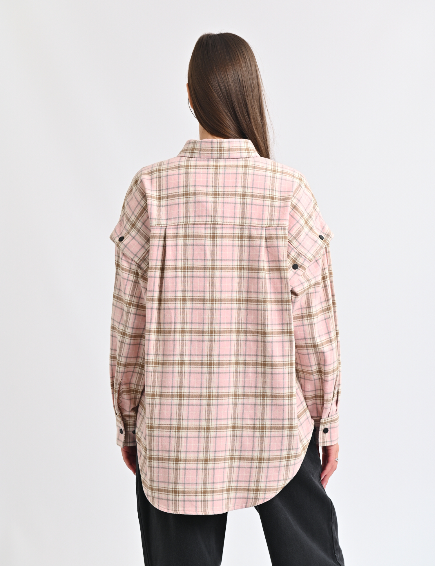 Картинка Сорочка в клітинку рожева