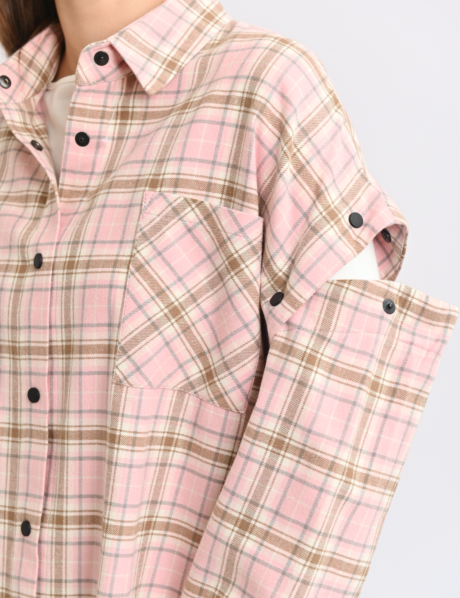 Картинка Сорочка в клітинку рожева