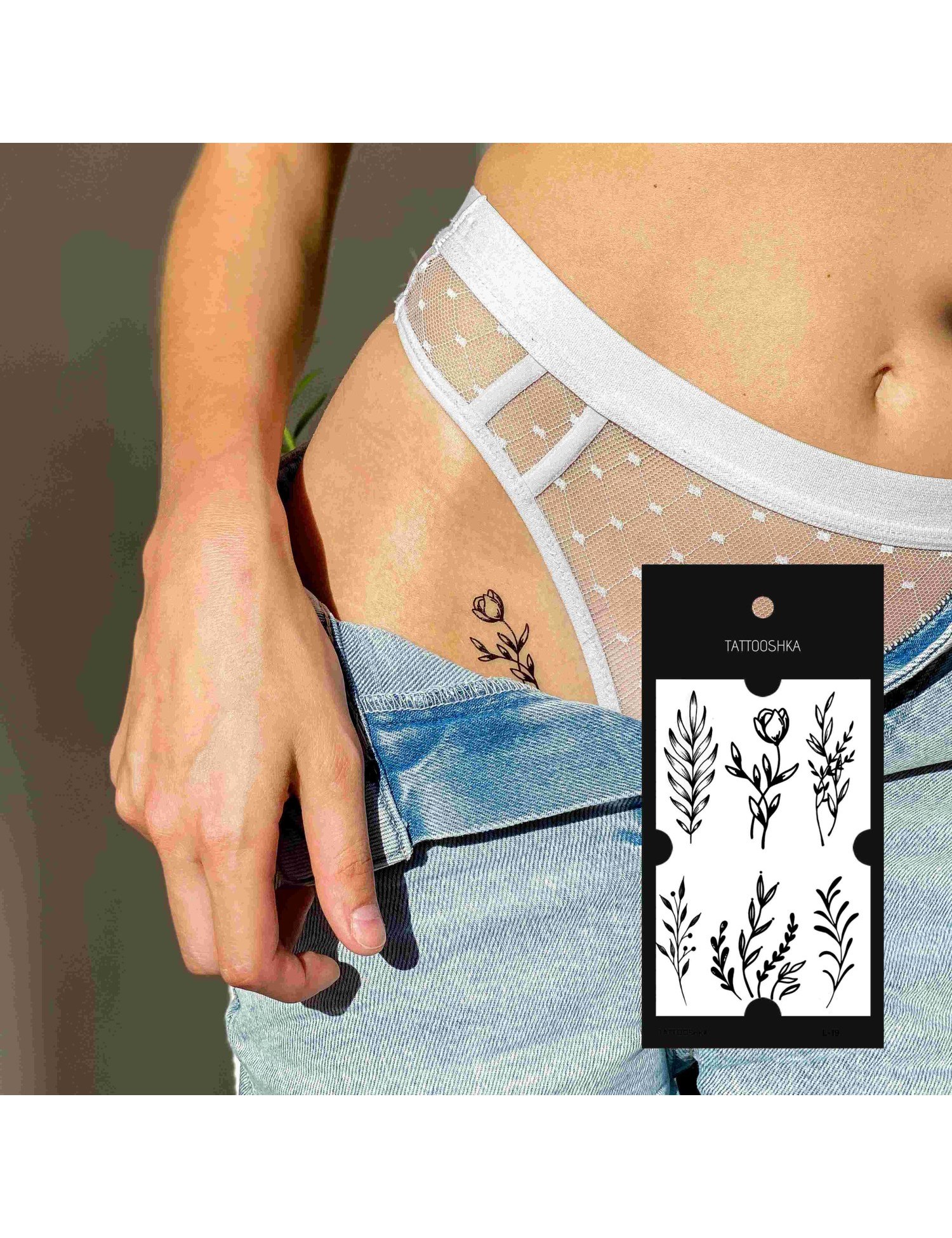 Картинка Набір тату з рослинними мотивами