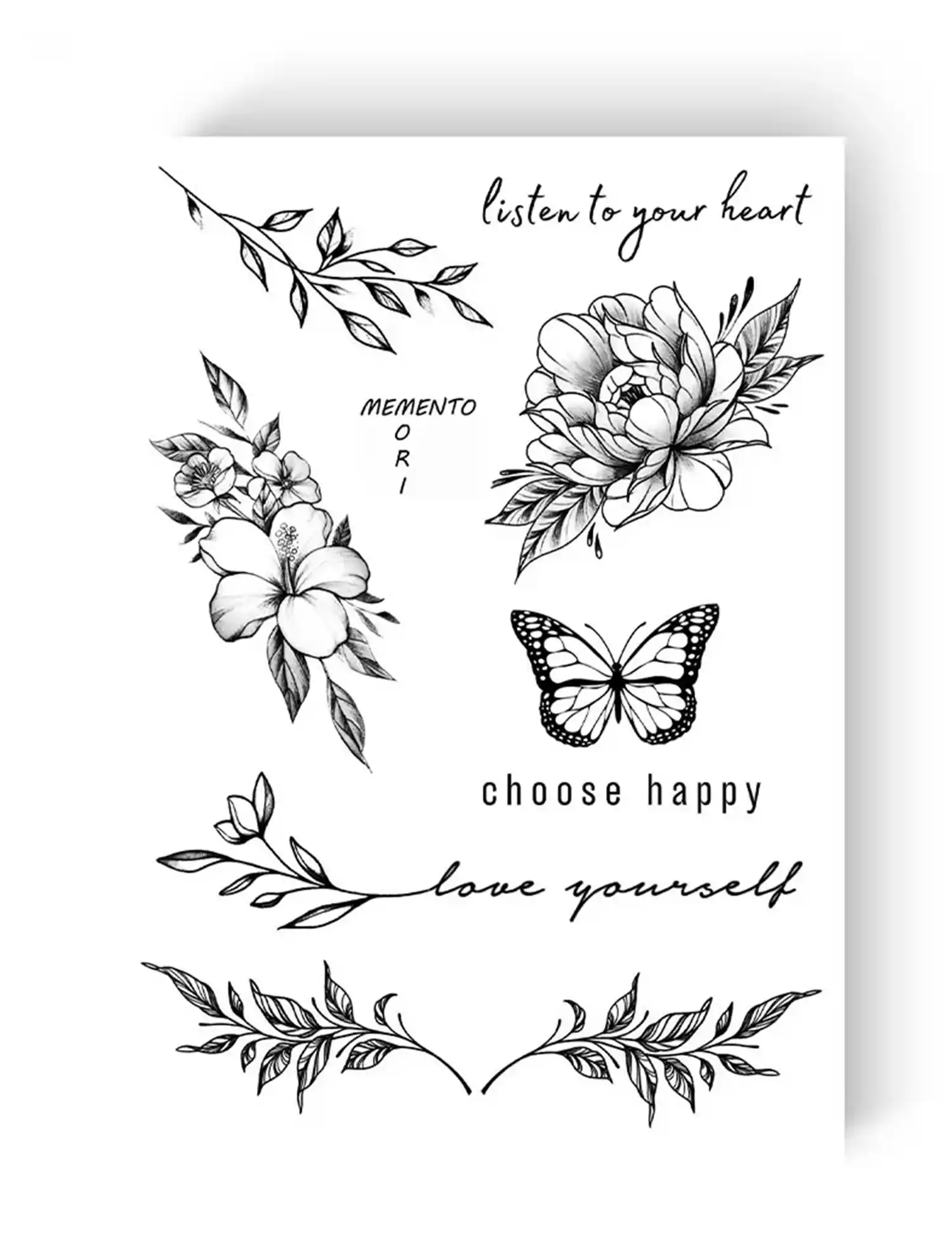 Картинка Набір тимчасових тату Гілочки Choose Happy